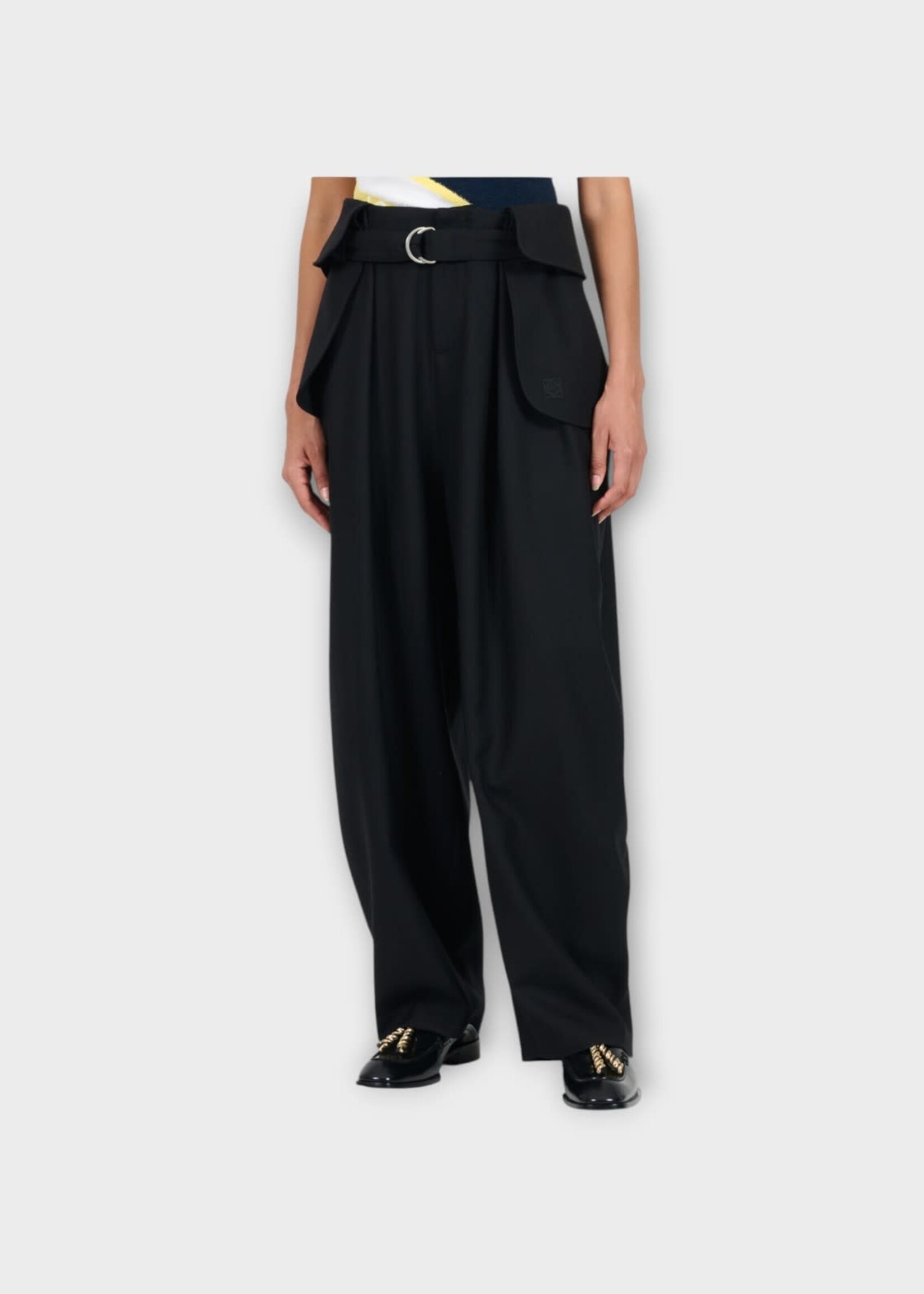 Loewe Loewe Trousers, Black, Wool Cargo Trousers w/ Adjustable Belt