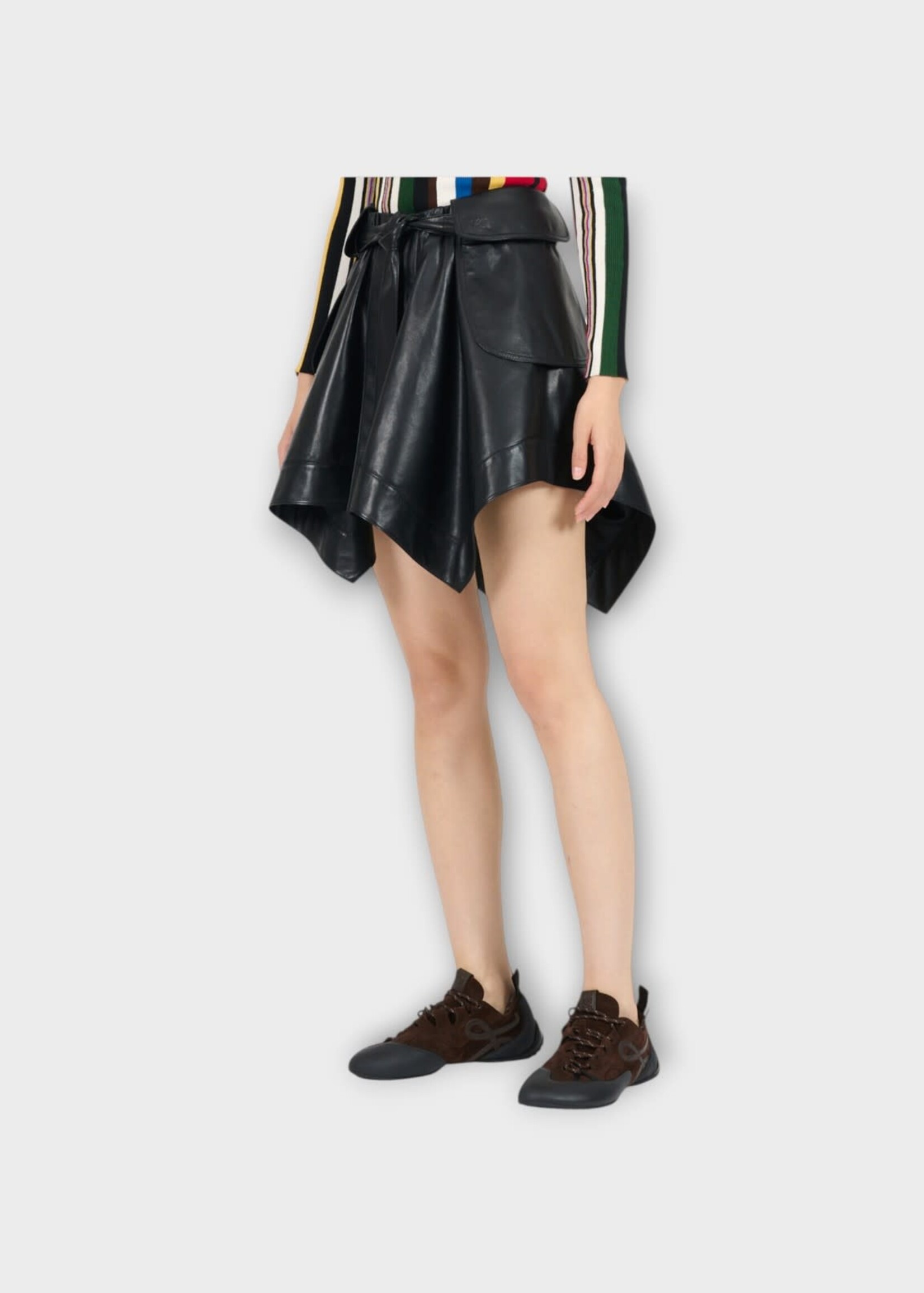 Loewe Loewe Skirt, Black, Nappa Lamb Skin Cargo Skirt in Black w/ Adjustable Belt