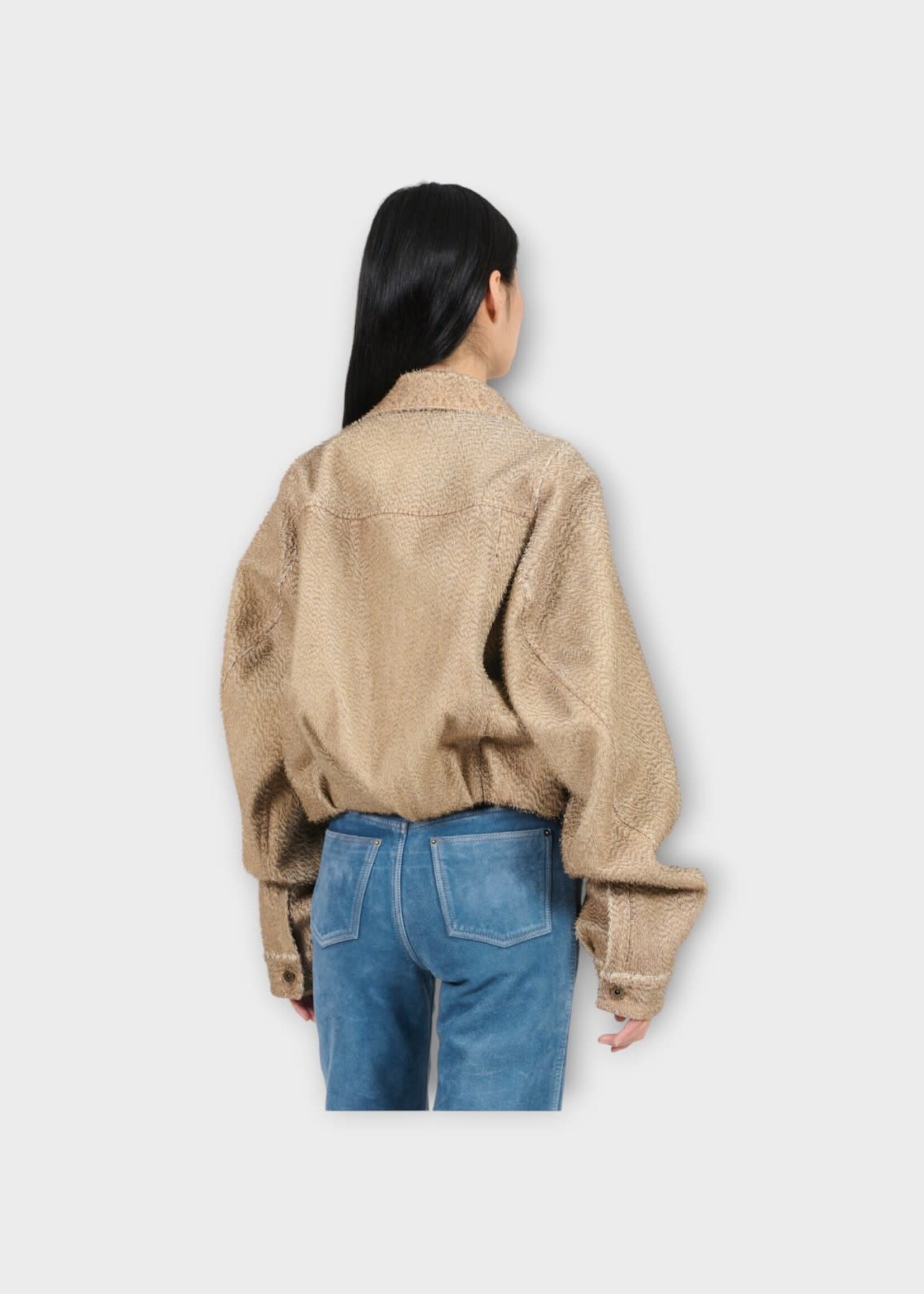 Loewe Loewe Jacket, Beige, Nappa Lamb Skin Jacket in Beige w/ Feather Inspired Fringes #29