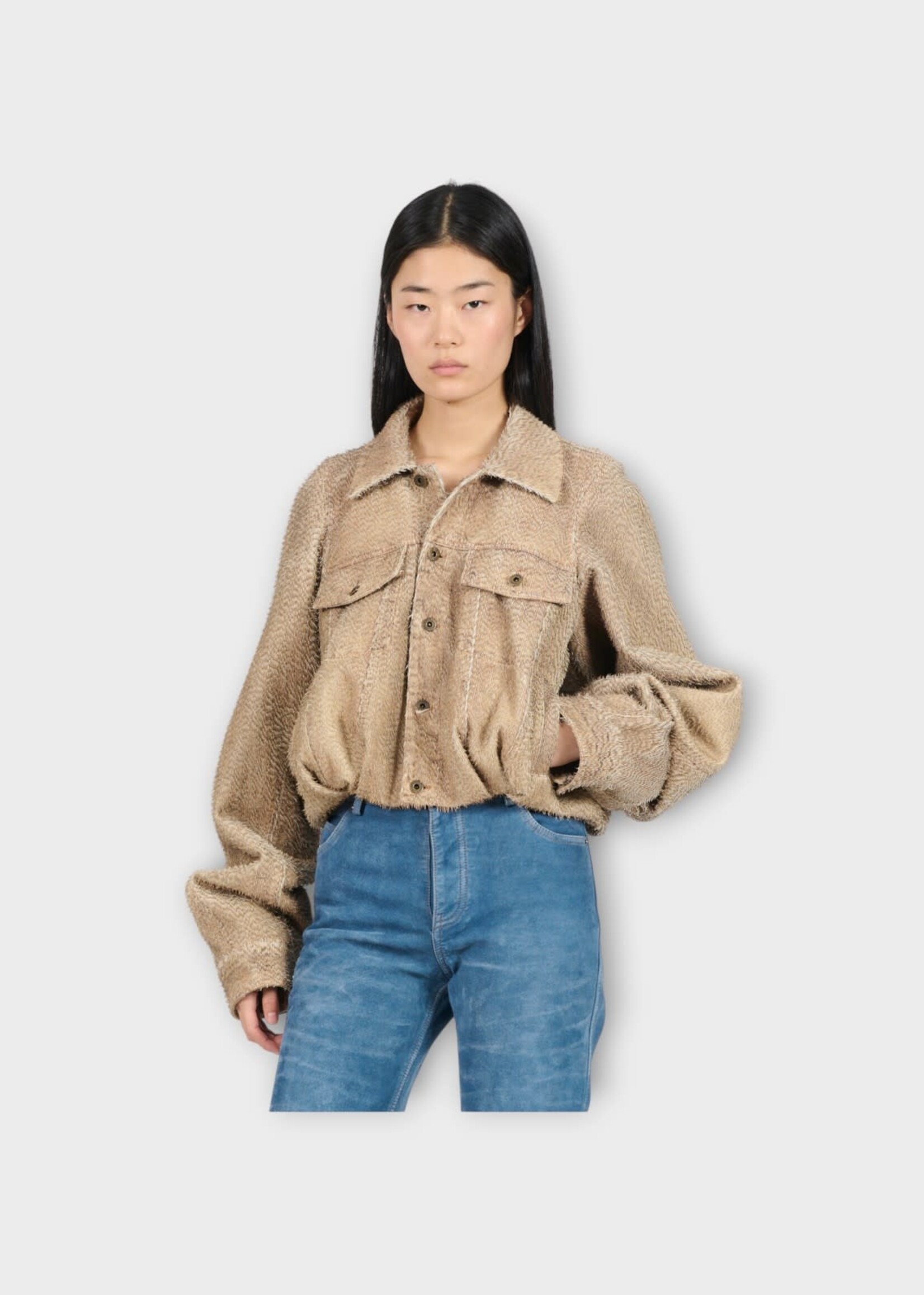 Loewe Loewe Jacket, Beige, Nappa Lamb Skin Jacket in Beige w/ Feather Inspired Fringes #29