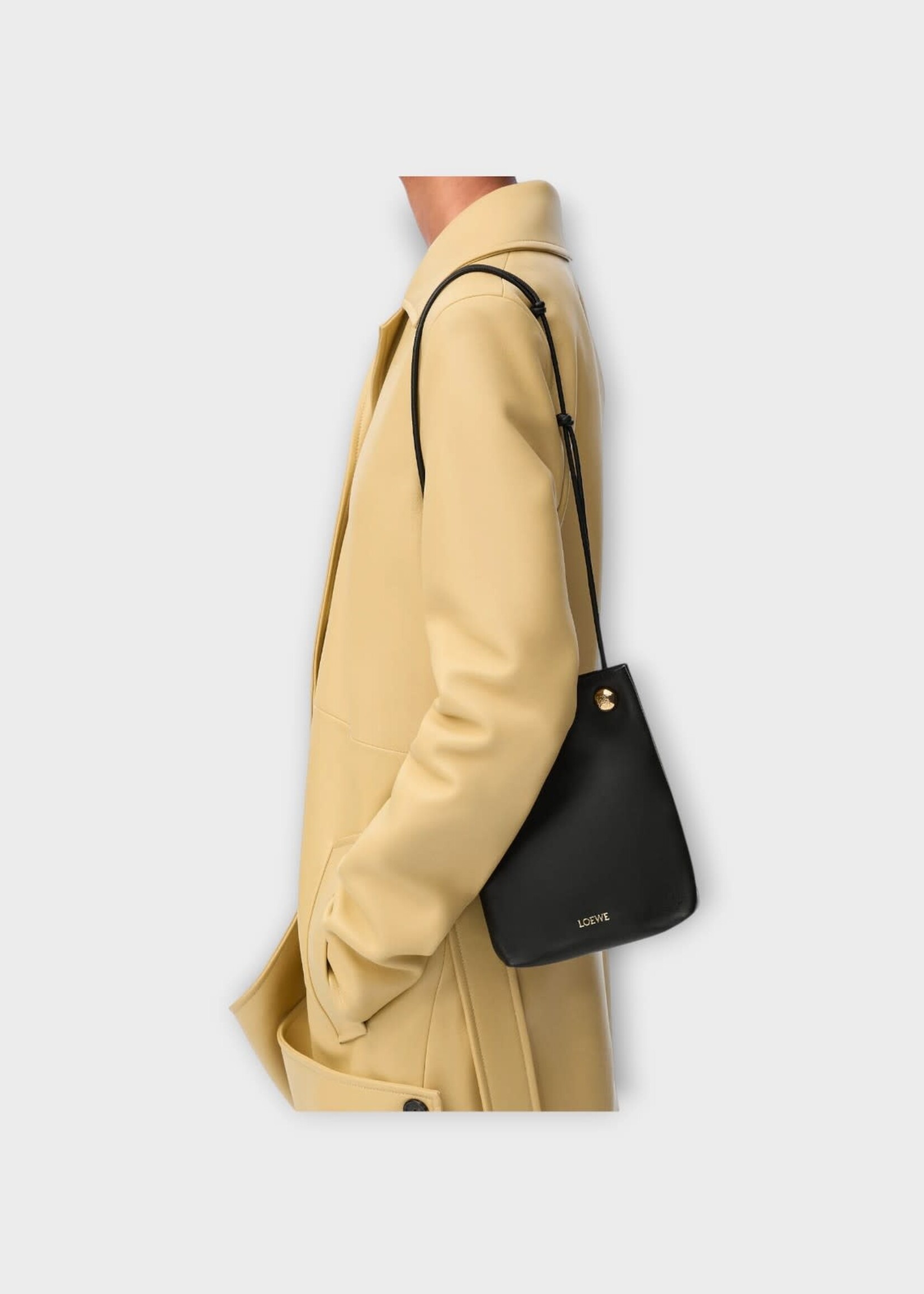 Loewe Loewe Bag, Black, Pebble Smooth Calf Pouch In Black w/ Shoulder Strap