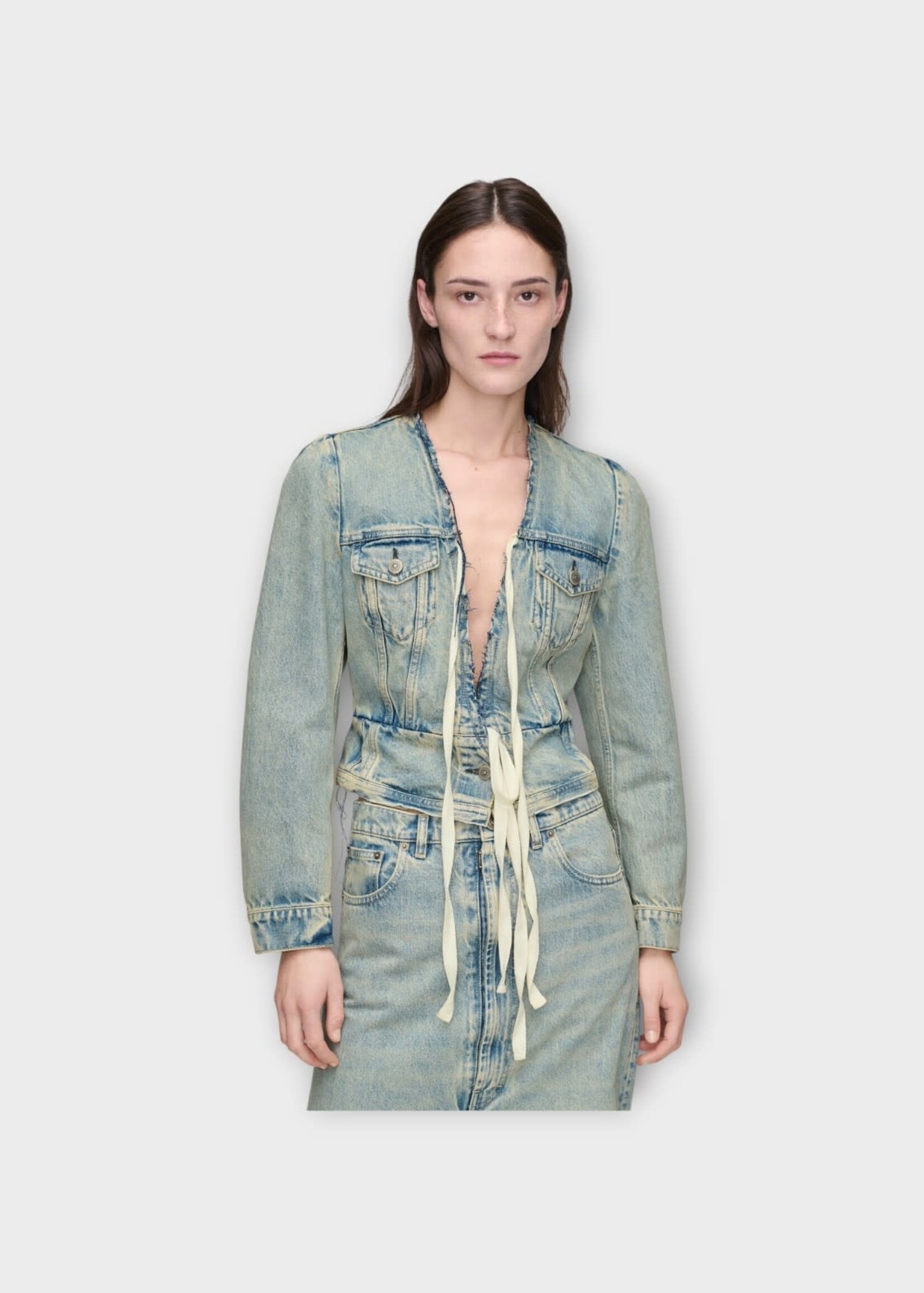 Maison Margiela Maison Margiela Jacket, Blue, Denim V-Neck Sports jacket In Ice Blue