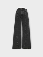 Maison Margiela Maison Margiela Jeans, Black, Cotton Wide Leg Cut Out Denim Pants In Medium Black Stone