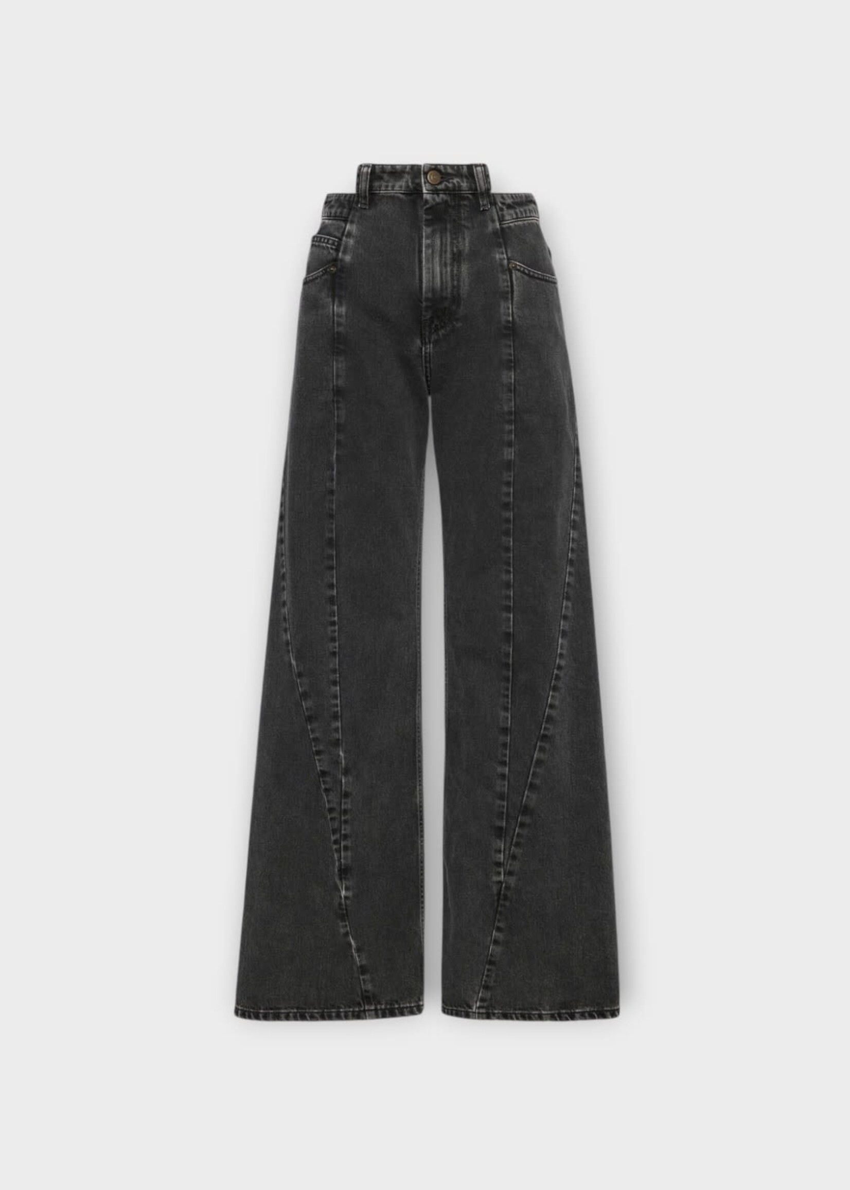 Maison Margiela Maison Margiela Jeans, Black, Cotton Wide Leg Cut Out Denim Pants In Medium Black Stone