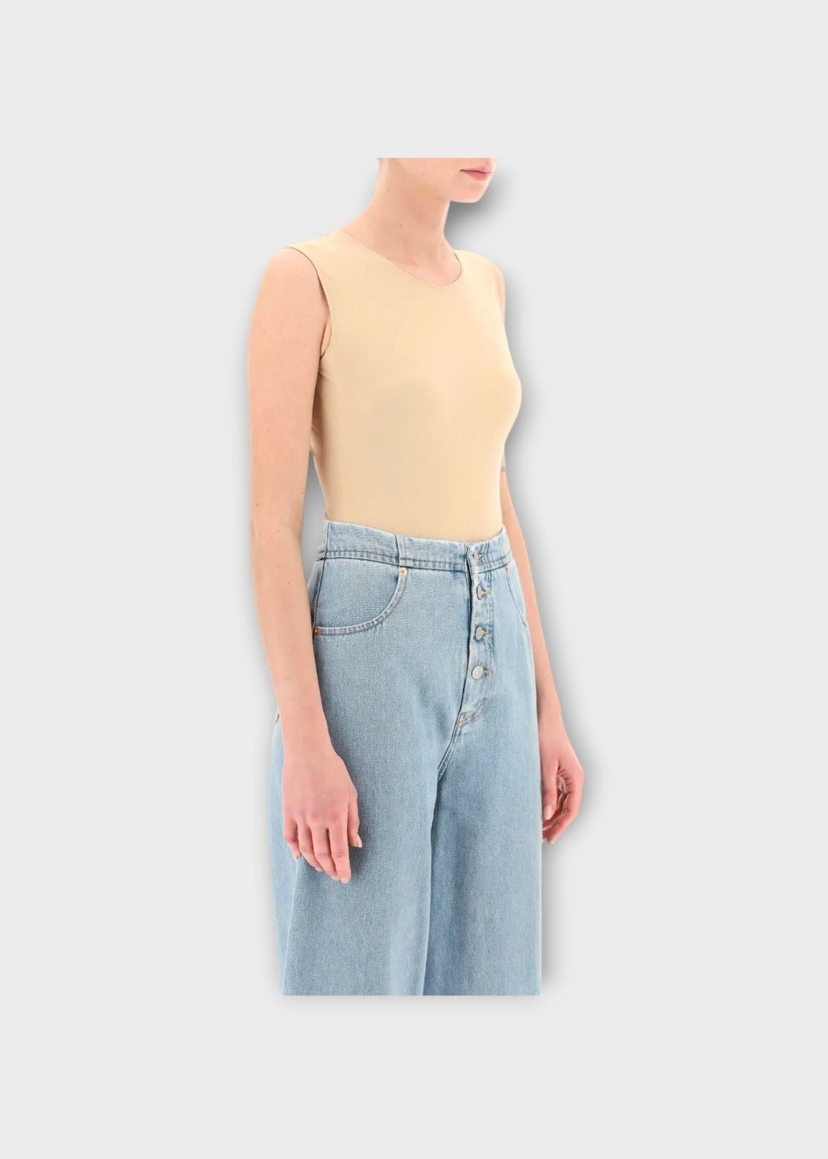 Maison Margiela Maison Margiela Top, Beige, Crew Neck Sleeveless Bodysuit In Almond