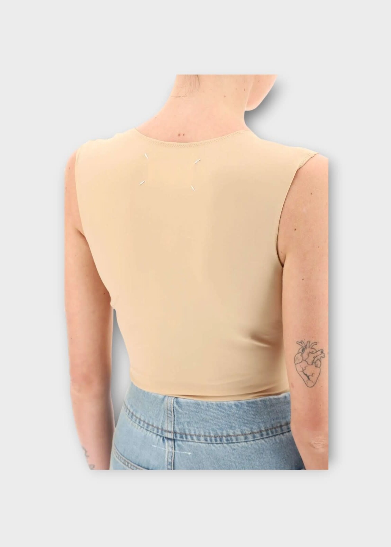 Maison Margiela Maison Margiela Top, Beige, Crew Neck Sleeveless Bodysuit In Almond