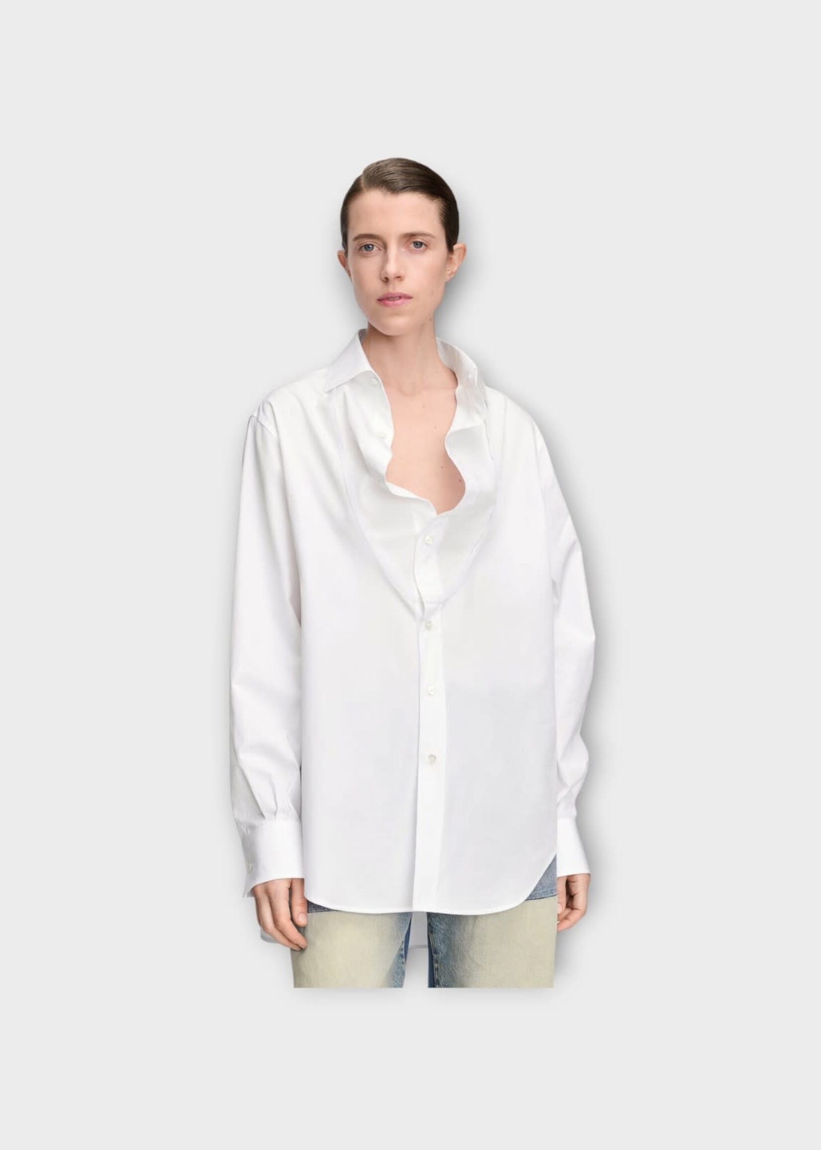 Maison Margiela Maison Margiela Shirt, White, Folded Collar Long Sleeve Shirt In White