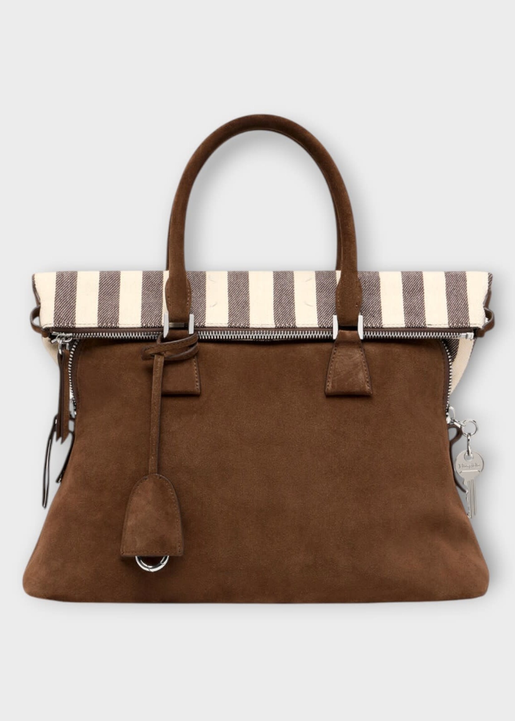 Maison Margiela Maison Margiela Bag, Brown, 5Ac Soft Suede Leather Medium Bag In Roches Ivory & Dark Brown