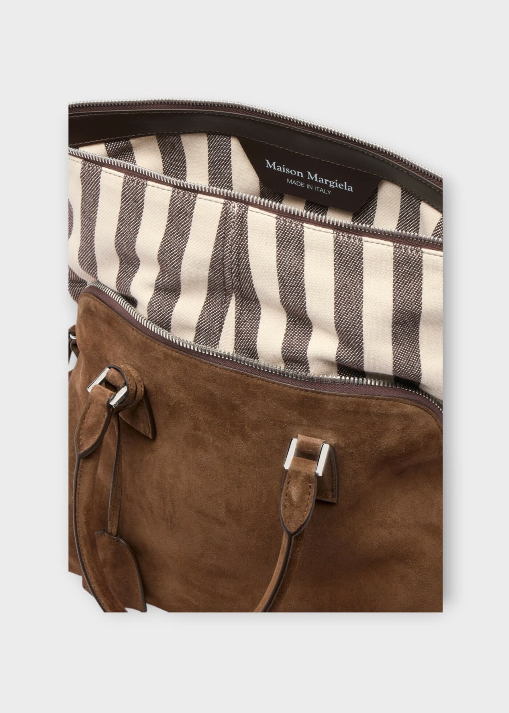 Maison Margiela Maison Margiela Bag, Brown, 5Ac Soft Suede Leather Medium Bag In Roches Ivory & Dark Brown