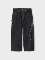 Undercover Undercover Jeans, Blue, Patti Smith x Undercover Wide Leg Denim Pants In Indigo w/ Embroidered Poem