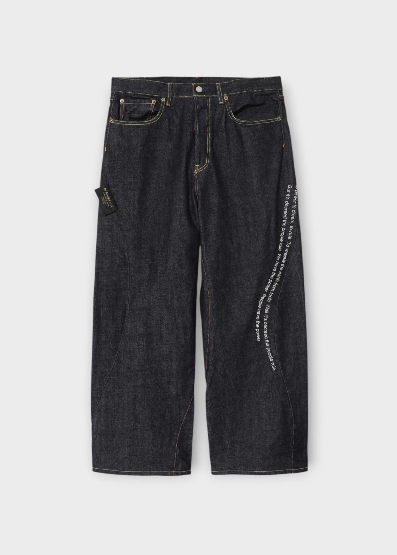 Undercover Undercover Jeans, Blue, Patti Smith x Undercover Wide Leg Denim Pants In Indigo w/ Embroidered Poem