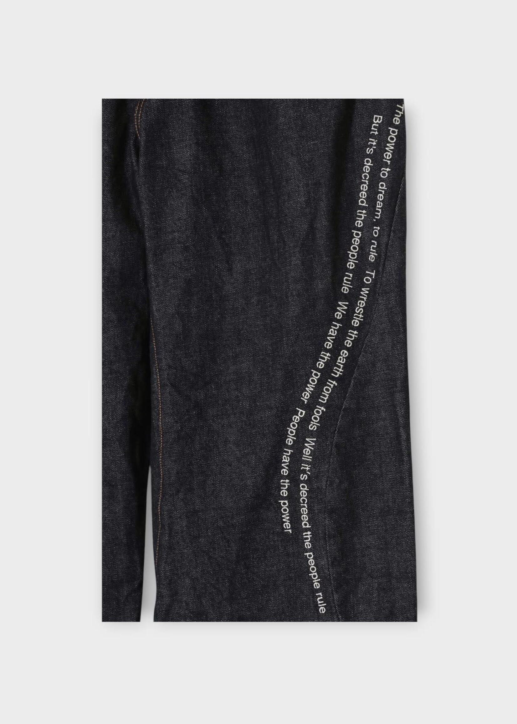 Undercover Undercover Jeans, Blue, Patti Smith x Undercover Wide Leg Denim Pants In Indigo w/ Embroidered Poem