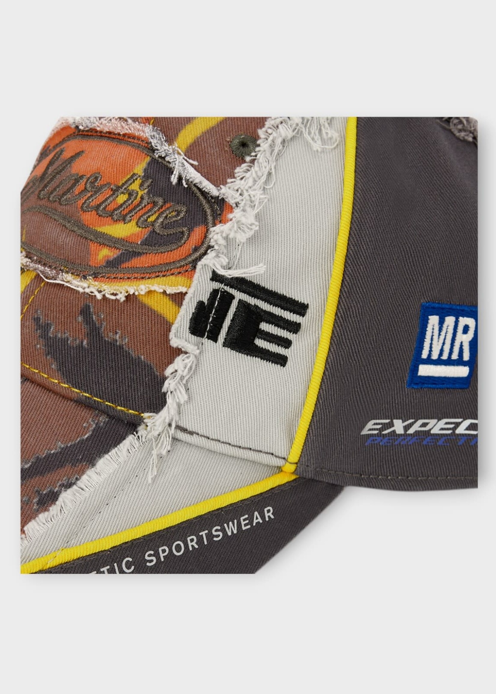 Martine Rose Martine Rose Hat, Multi, Collage Cap In Orange Camouflage & Grey w/ Patch