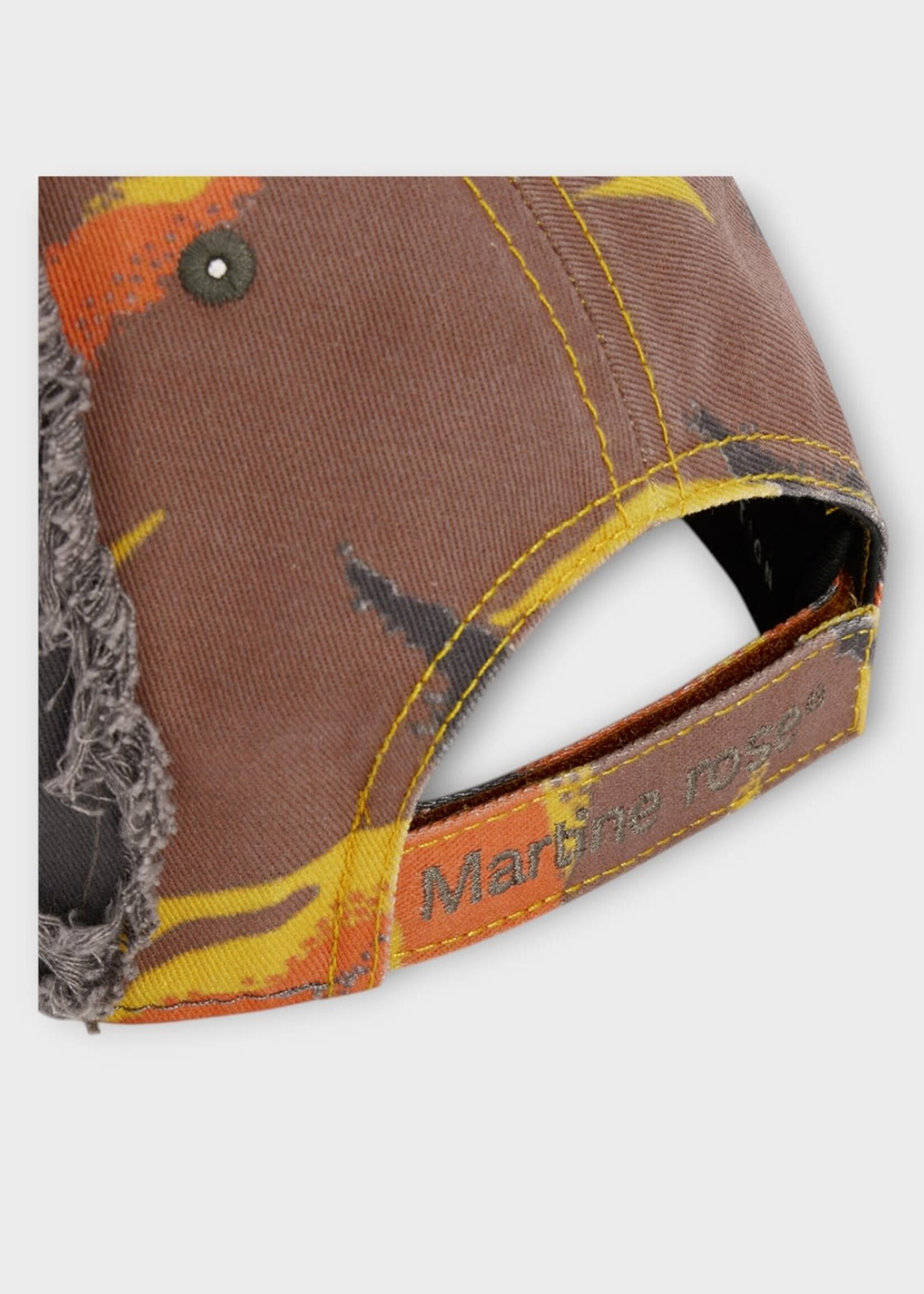 Martine Rose Martine Rose Hat, Multi, Collage Cap In Orange Camouflage & Grey w/ Patch