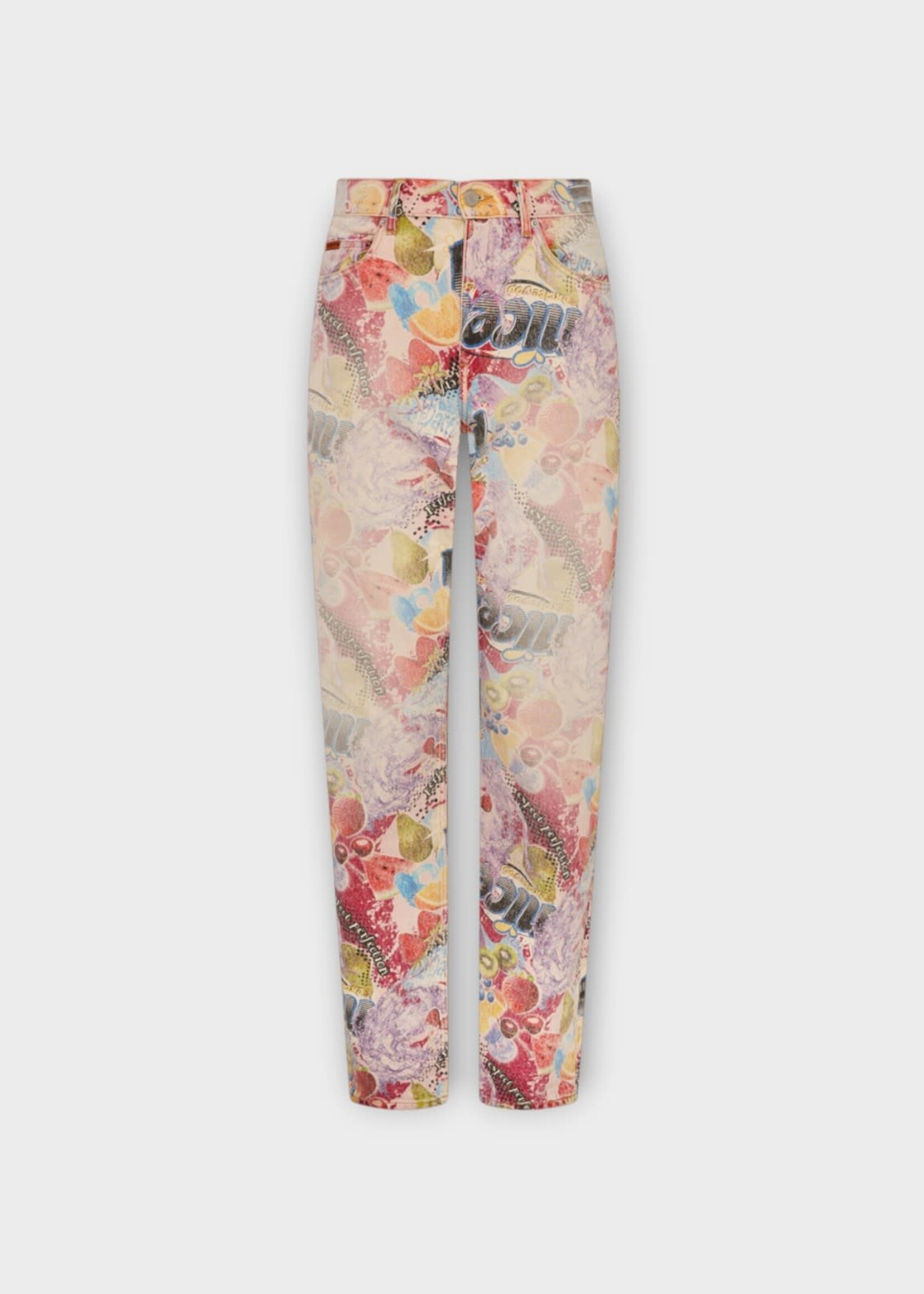 Martine Rose Martine Rose Jeans, Print, 5 Pocket Relaxed Fit Denim Pants In Multicolour w/ Fruits Print