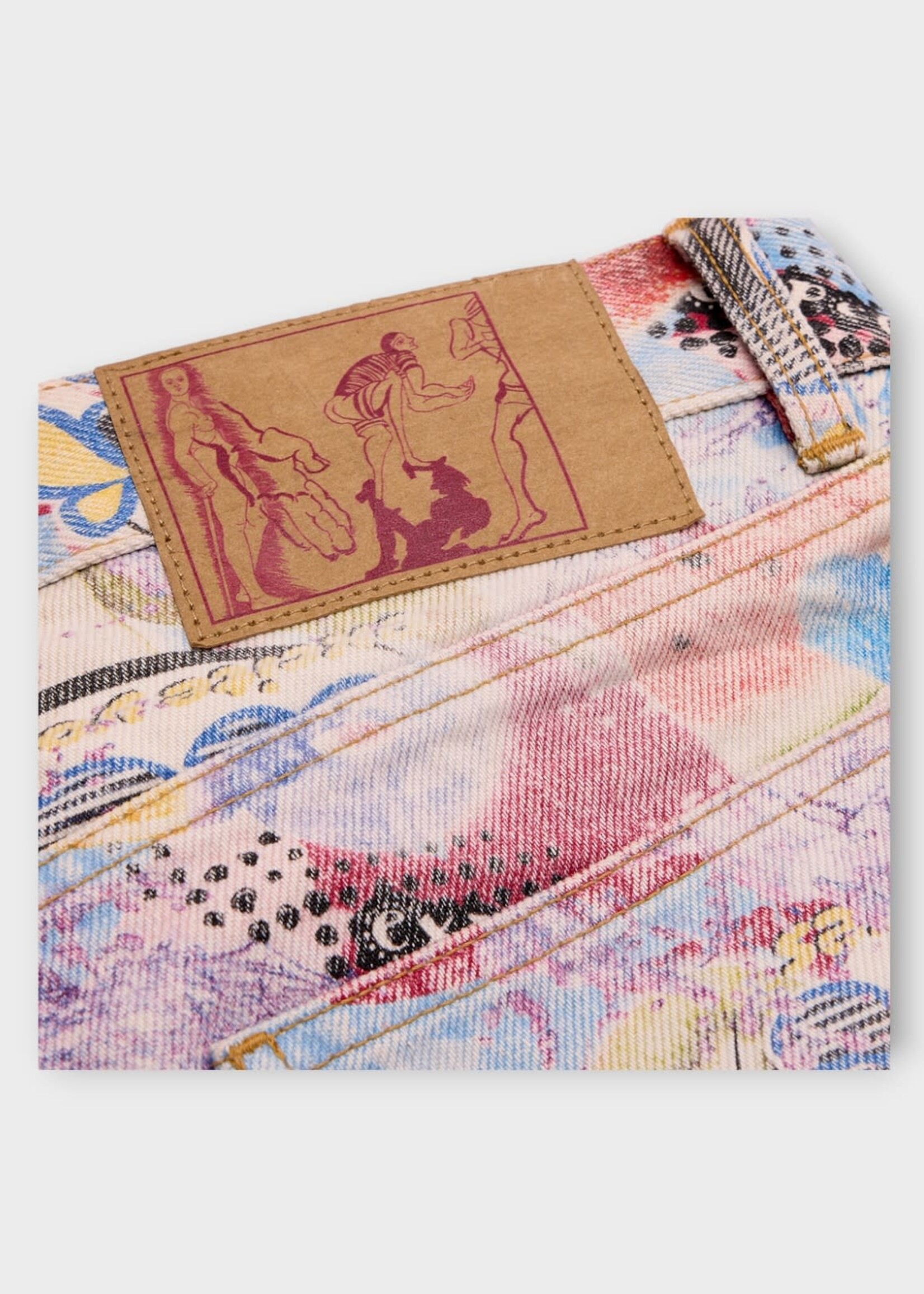 Martine Rose Martine Rose Jeans, Print, 5 Pocket Relaxed Fit Denim Pants In Multicolour w/ Fruits Print