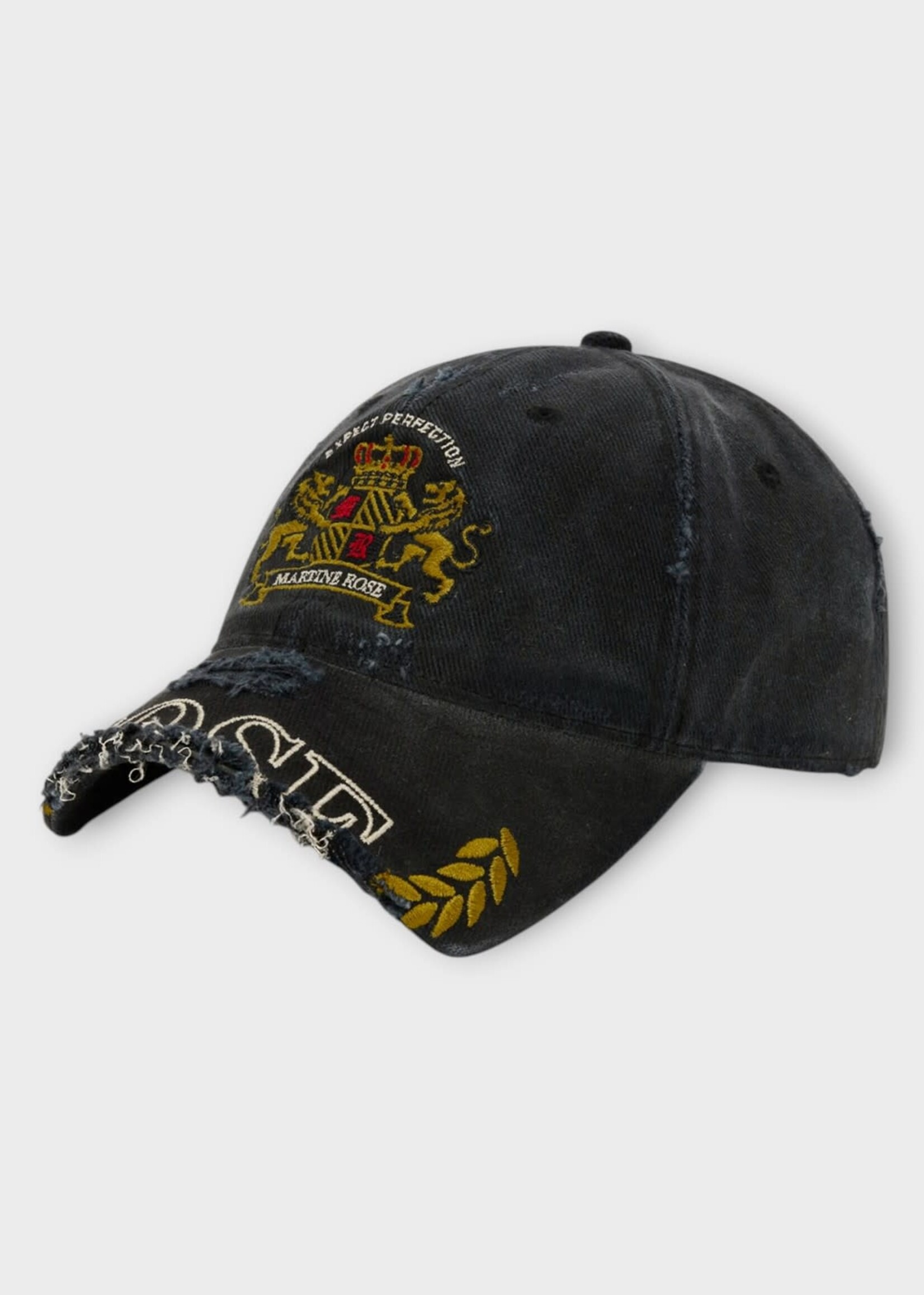 Martine Rose Martine Rose Hat, Black, Cut Peak Embroidered Cap In Black