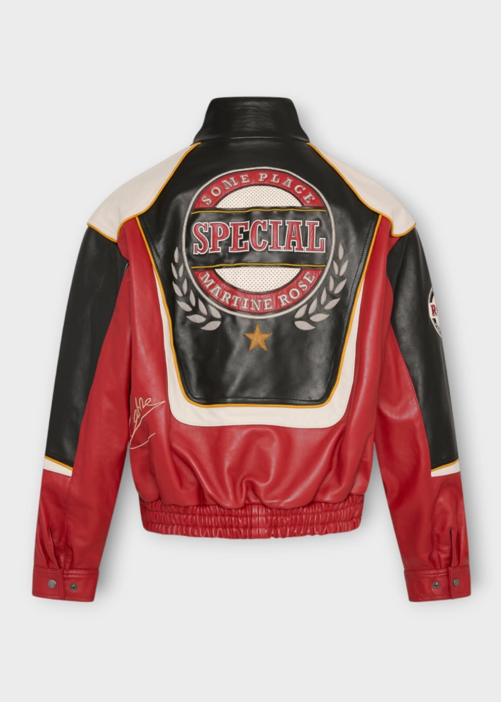 Martine Rose Martine Rose Jacket, Multi, Superbowl Leather Jacket In Black Red & White