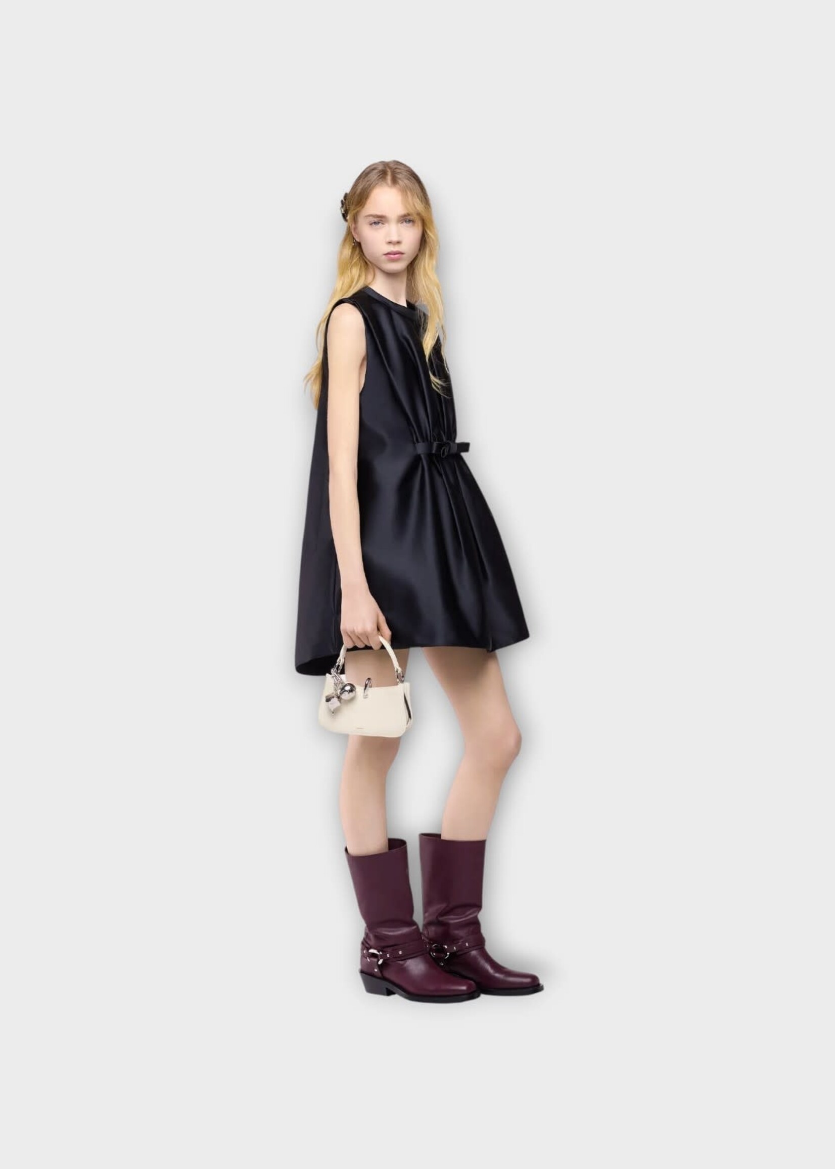 Rabanne Rabanne Dress, Black, Satin Sleeveless Tailored Mini Dress In Black w/ Bow Detail