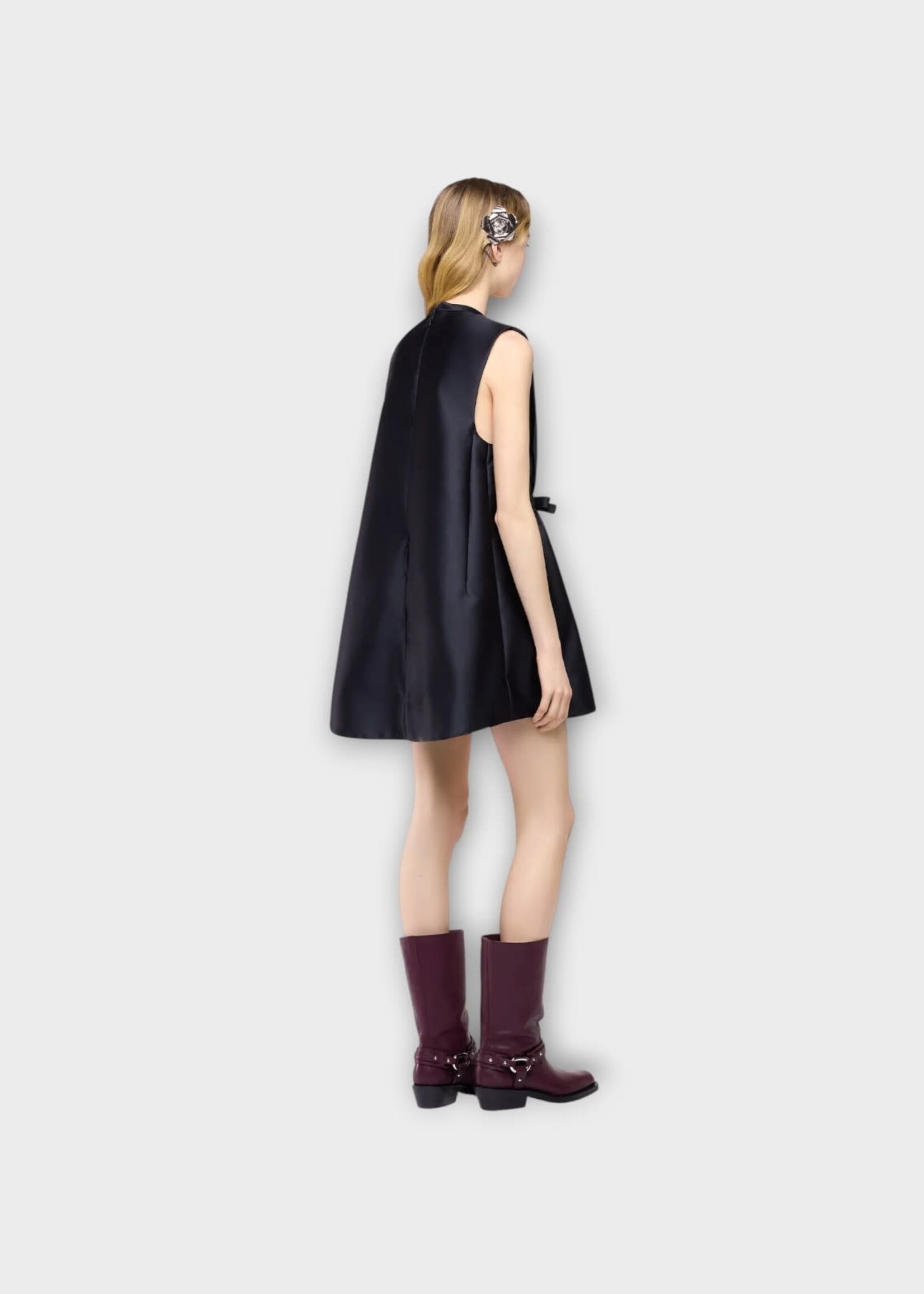 Rabanne Rabanne Dress, Black, Satin Sleeveless Tailored Mini Dress In Black w/ Bow Detail