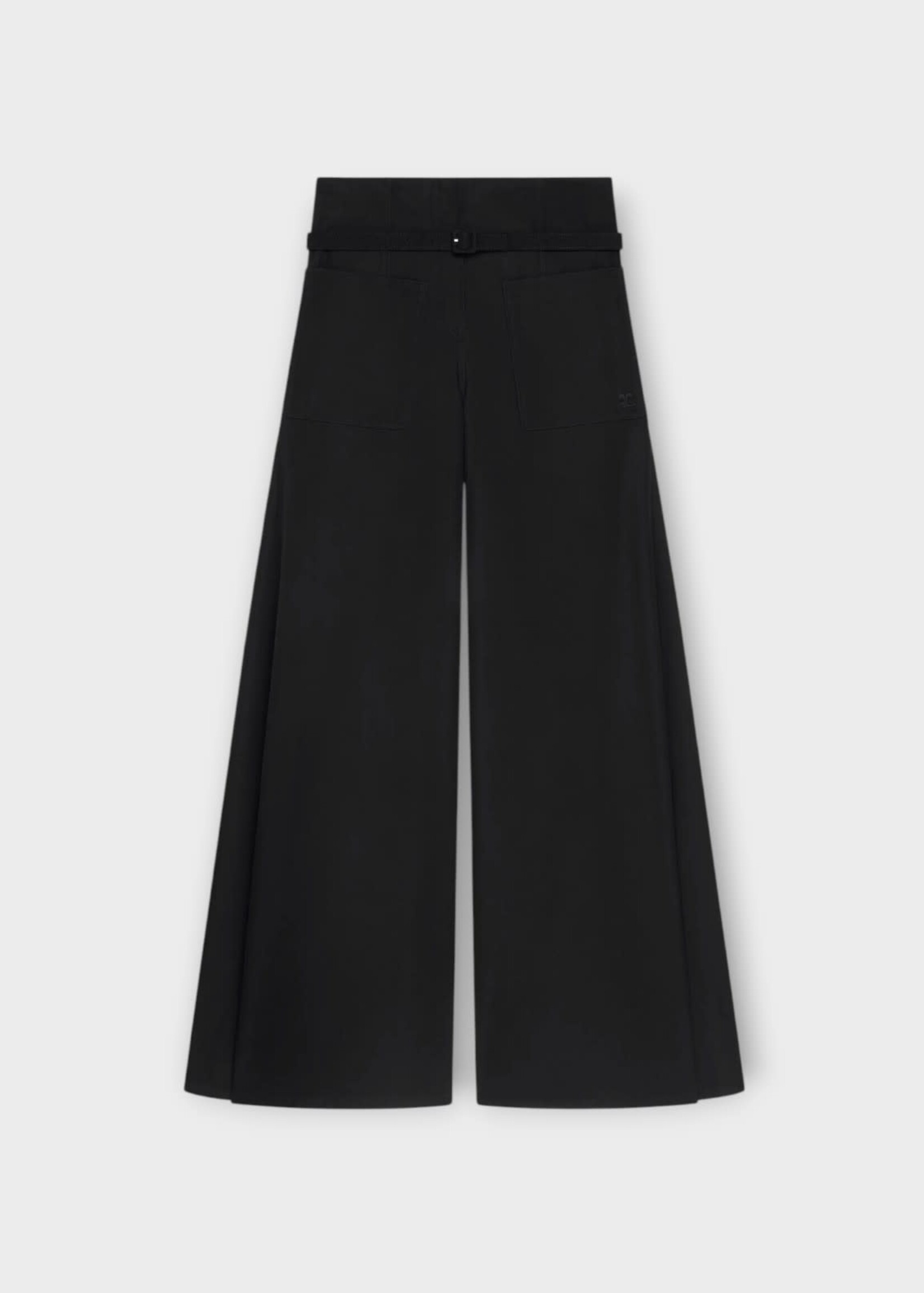 Courreges Courreges Trousers, Black, Cotton Canvas Palazzo Pants In Black w/ Adjustable Waistband