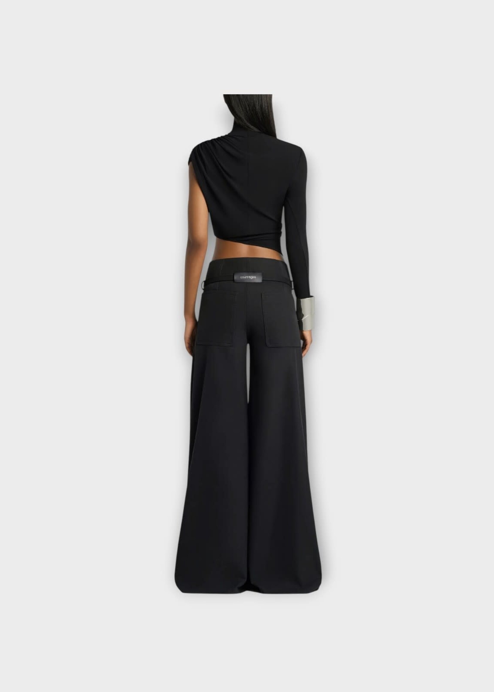 Courreges Courreges Trousers, Black, Cotton Canvas Palazzo Pants In Black w/ Adjustable Waistband