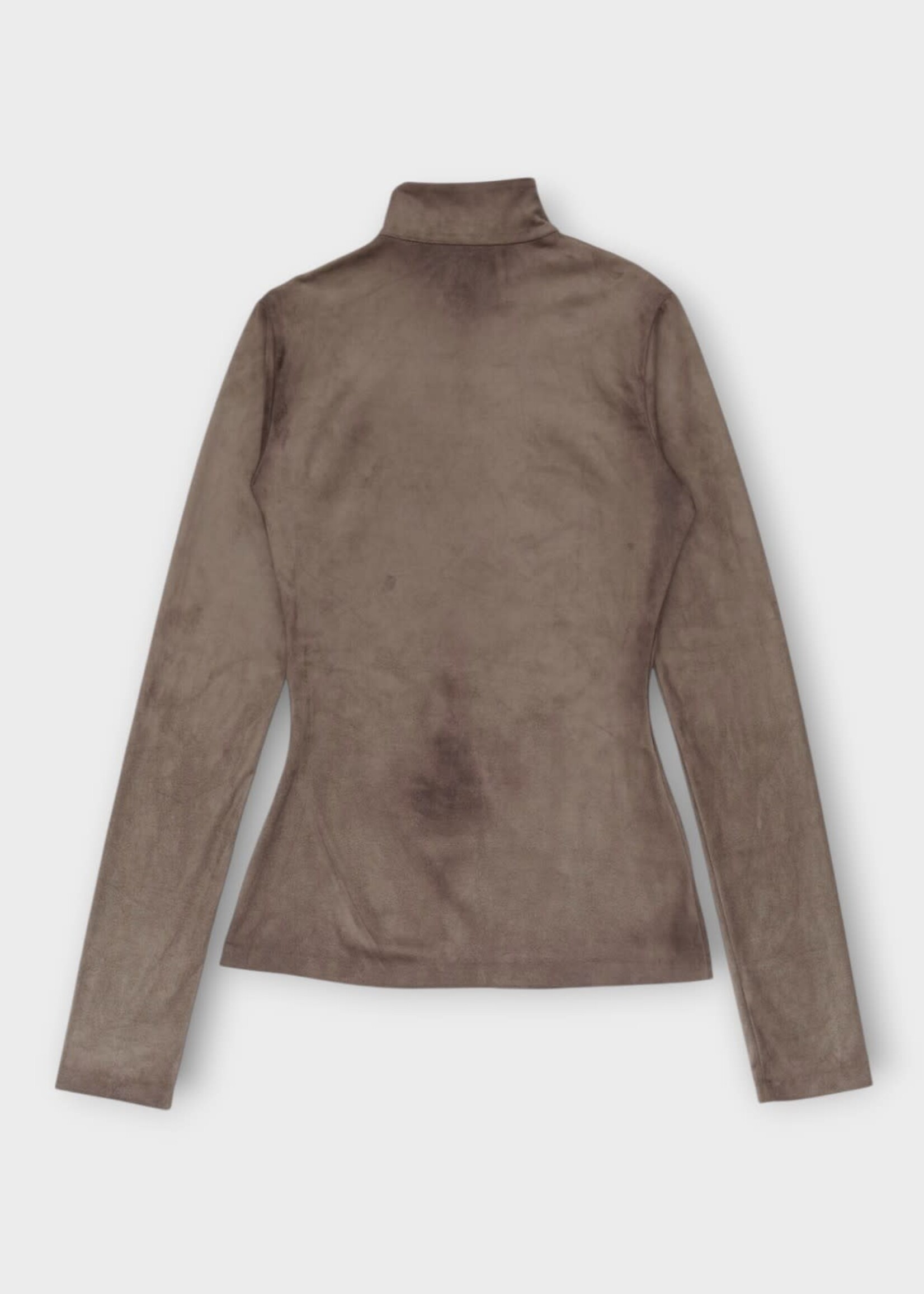 Acne Studio Acne Studio Top, Grey, High Neck Long Sleeve Top In Ash Grey w/ Trompe-L’œil Body Print