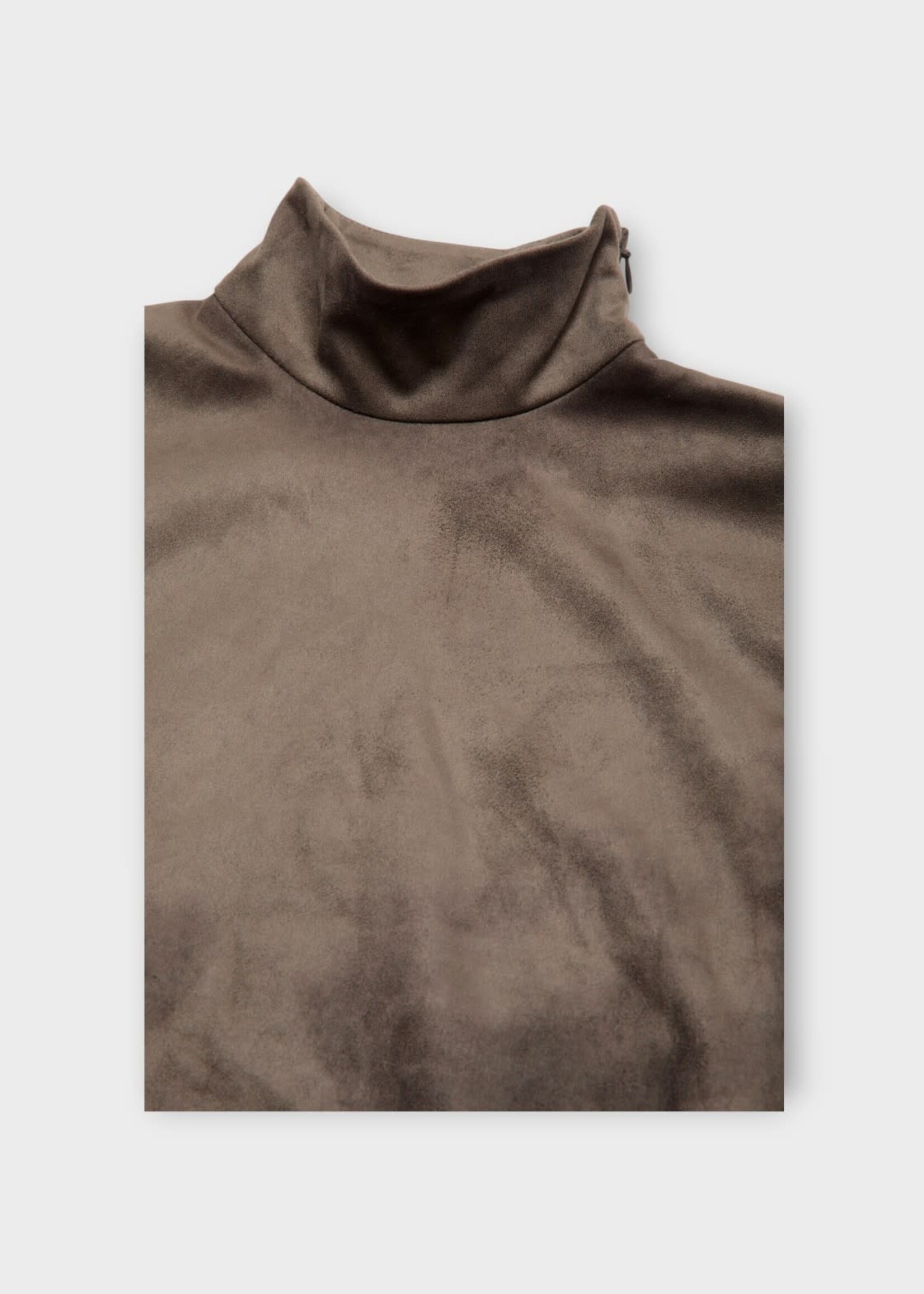 Acne Studio Acne Studio Top, Grey, High Neck Long Sleeve Top In Ash Grey w/ Trompe-L’œil Body Print