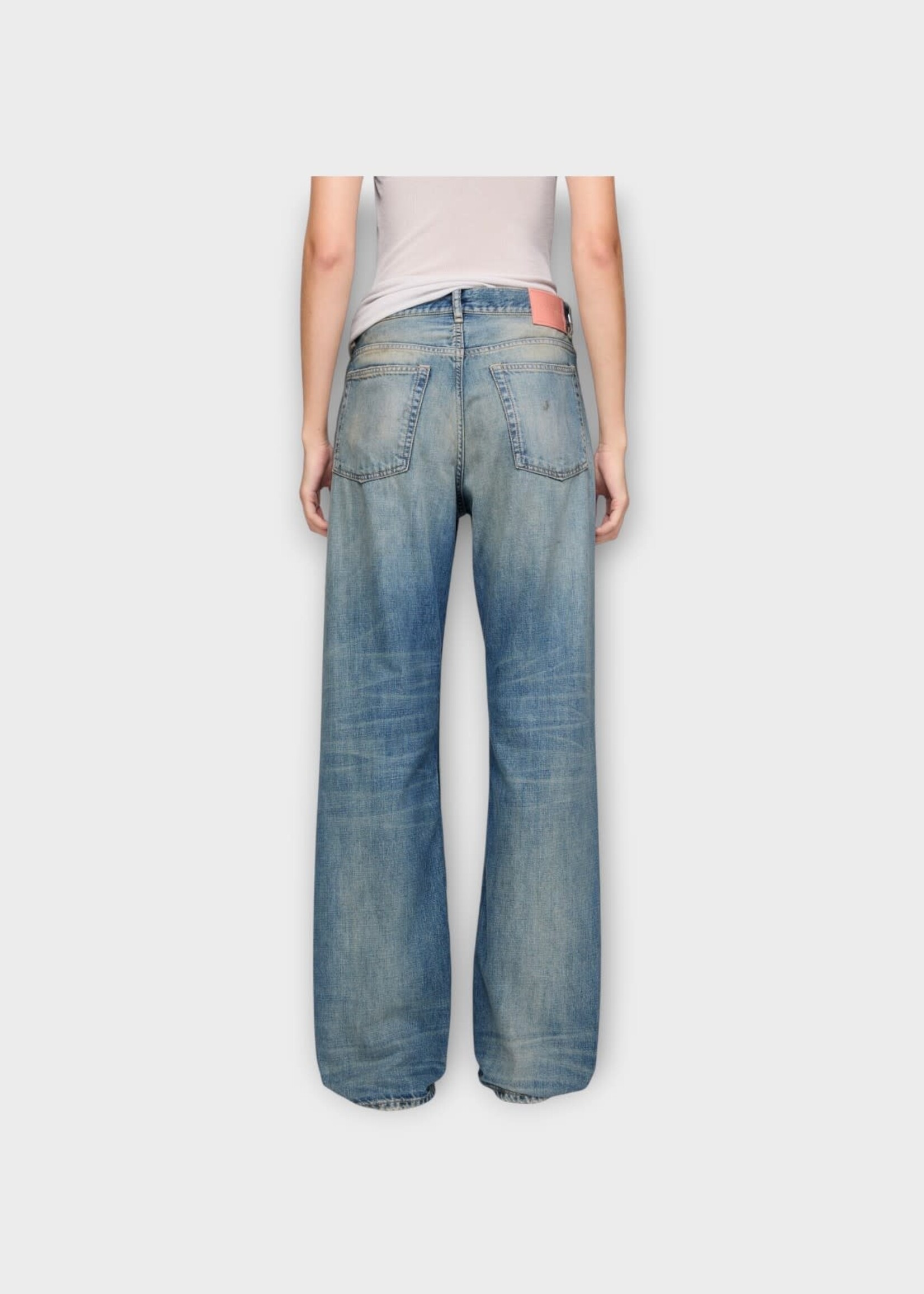 Acne Studio Acne Studio Jeans, Blue, Cotton Mid Waist Flare Leg Denim Pants In Mid Blue