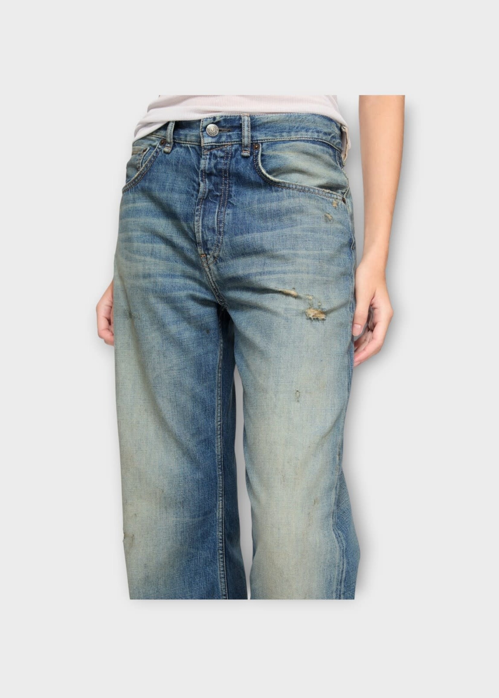 Acne Studio Acne Studio Jeans, Blue, Cotton Mid Waist Flare Leg Denim Pants In Mid Blue