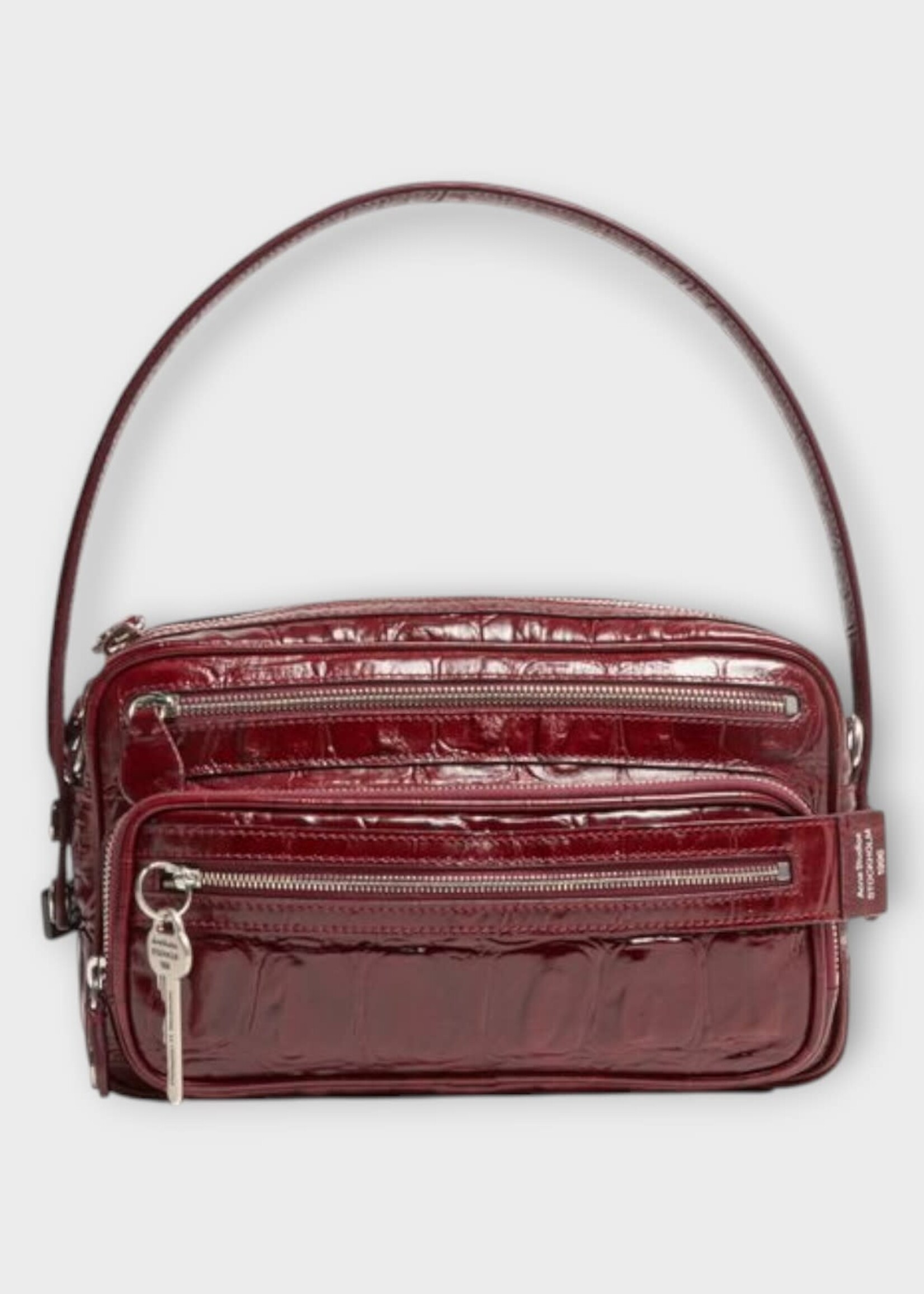 Acne Studio Acne Studio Bag, Red, Camero Party Croco Calf Leather Shoulder Bag In Burgundy