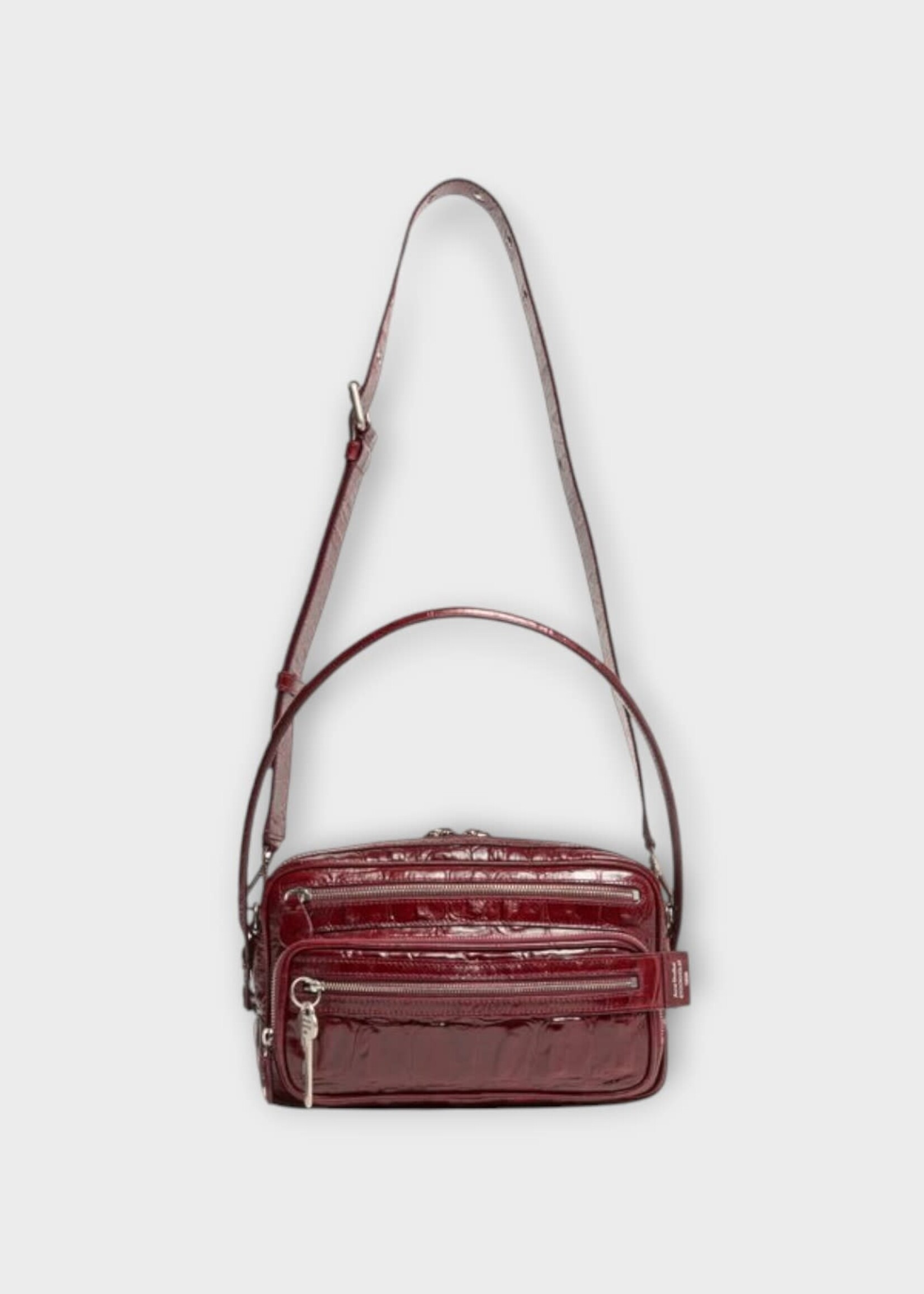 Acne Studio Acne Studio Bag, Red, Camero Party Croco Calf Leather Shoulder Bag In Burgundy