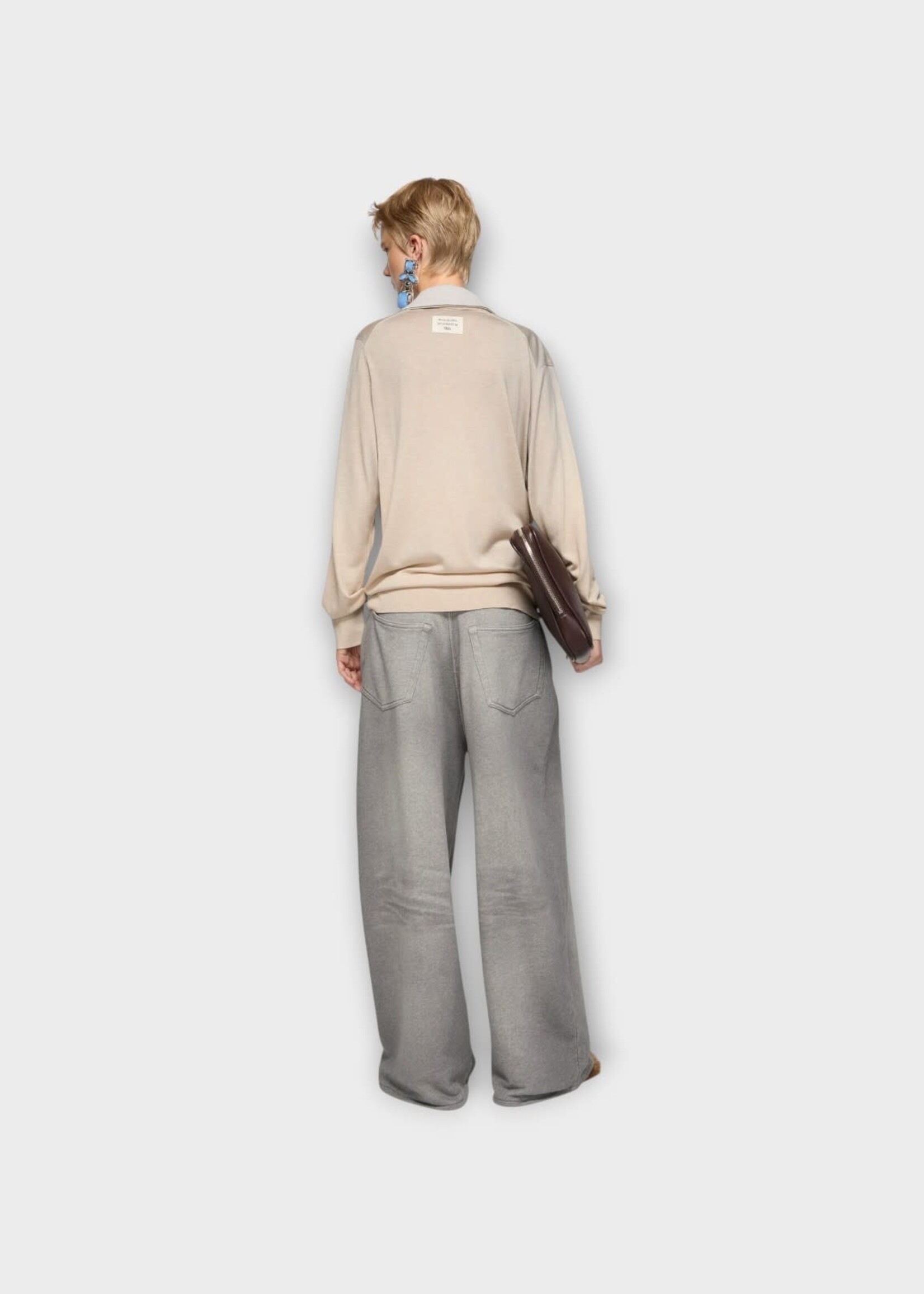 Acne Studio Acne Studio Knitwear, Beige, Silk & Cashmere Layered V-Neck Sweater In Beige & Grey