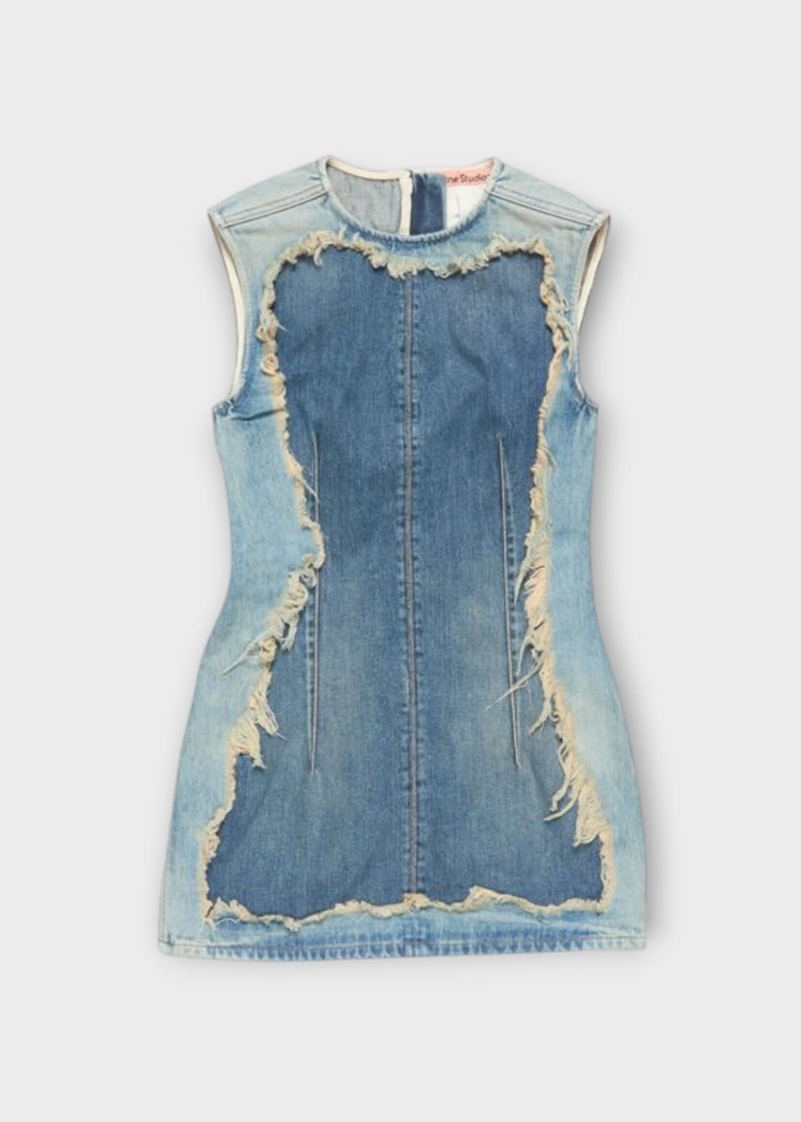 Acne Studio Acne Studio Dress, Blue, Denim Crew Neck Sleeveless Mini Dress In Mid Blue