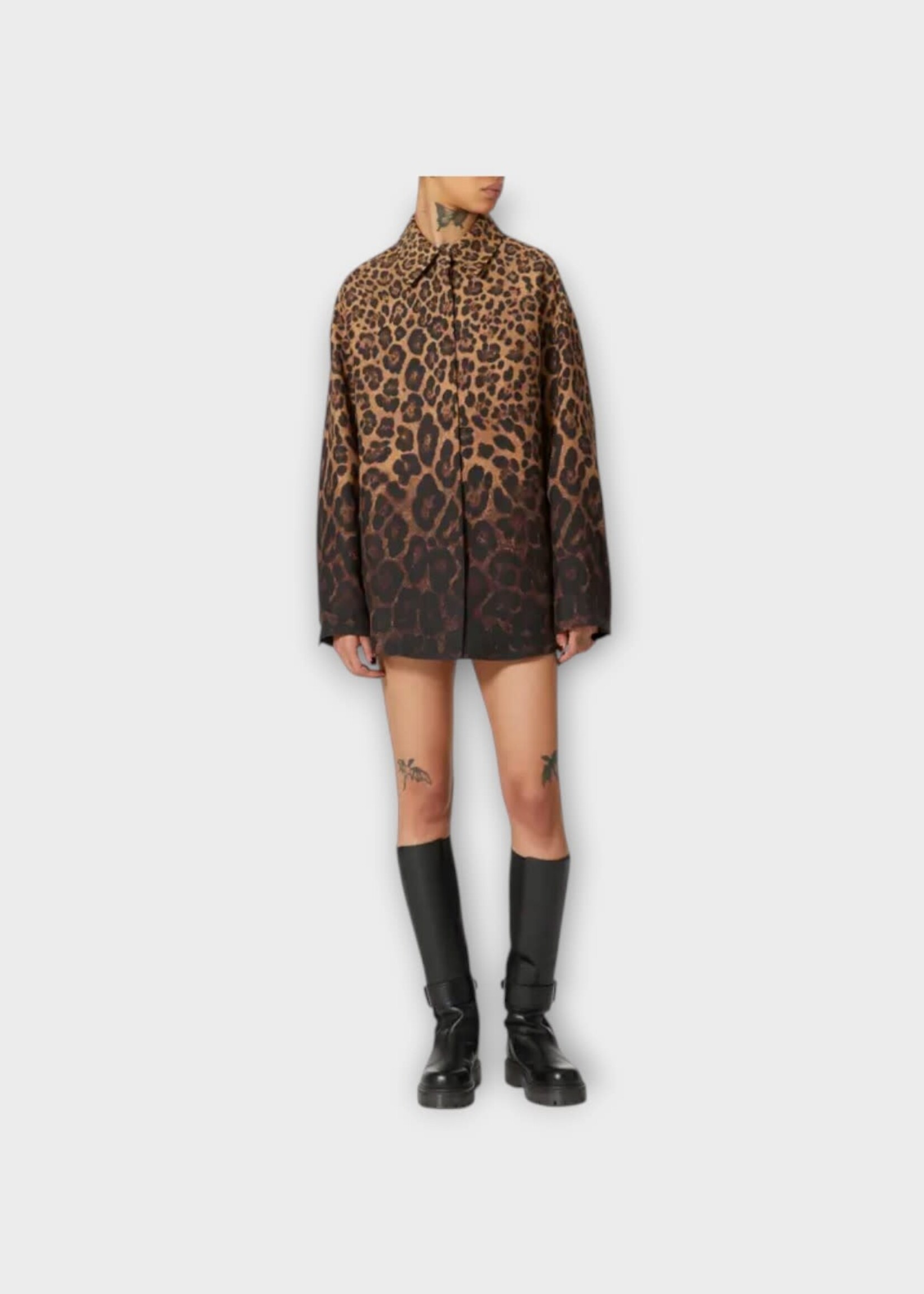 Valentino Valentino Shirt, Print, Virgin Wool & Silk Oversized Animal Print Shirt in Ombre
