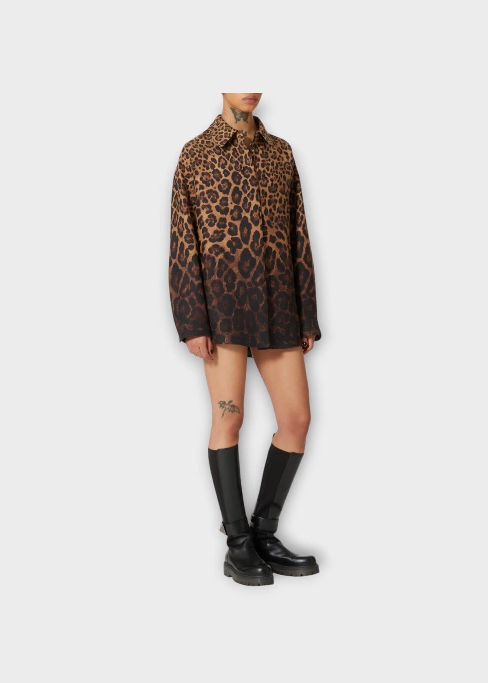 Valentino Valentino Shirt, Print, Virgin Wool & Silk Oversized Animal Print Shirt in Ombre