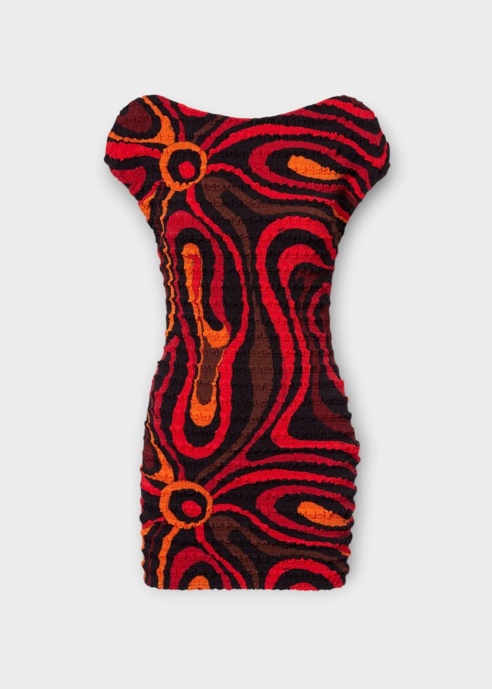 Pucci Pucci Dress, Print, Short Sleeve Shibori Mini Dress In Orange & Black w/ Marmo Print