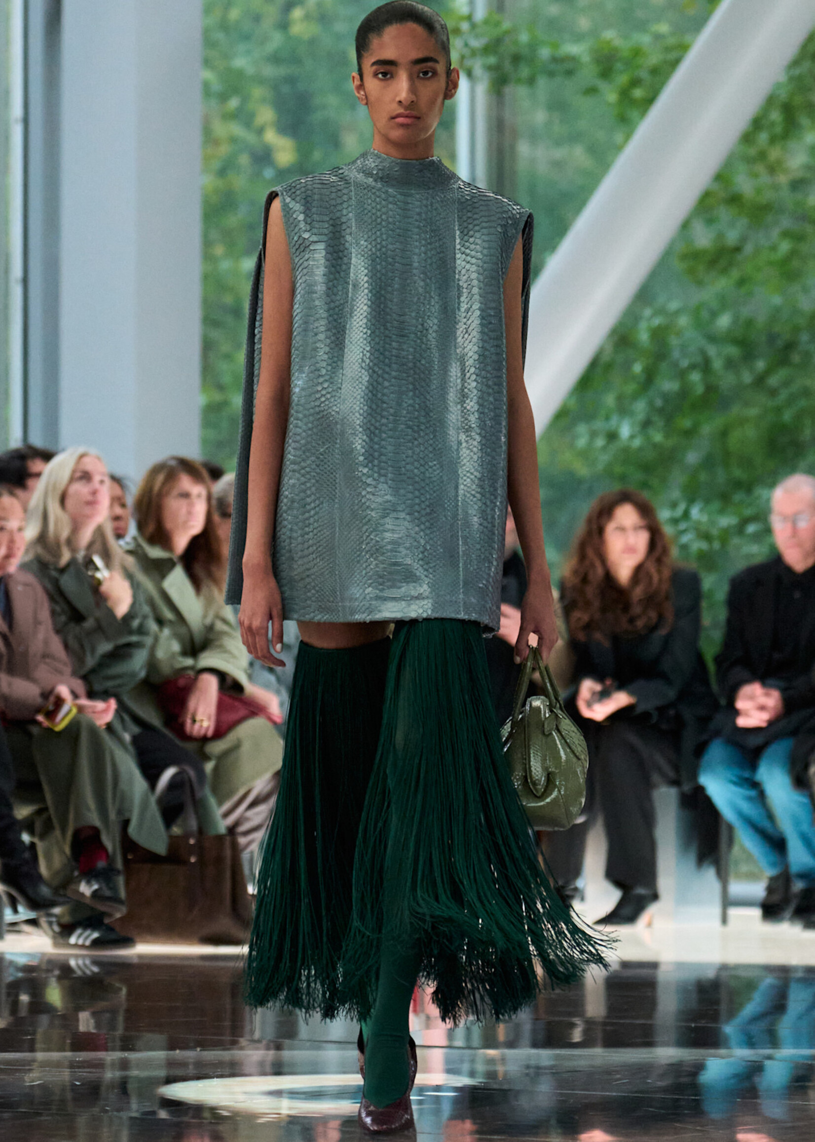 Alaia Alaia Bag, Green, Python Leather Top Handle Small Purse in Military Green