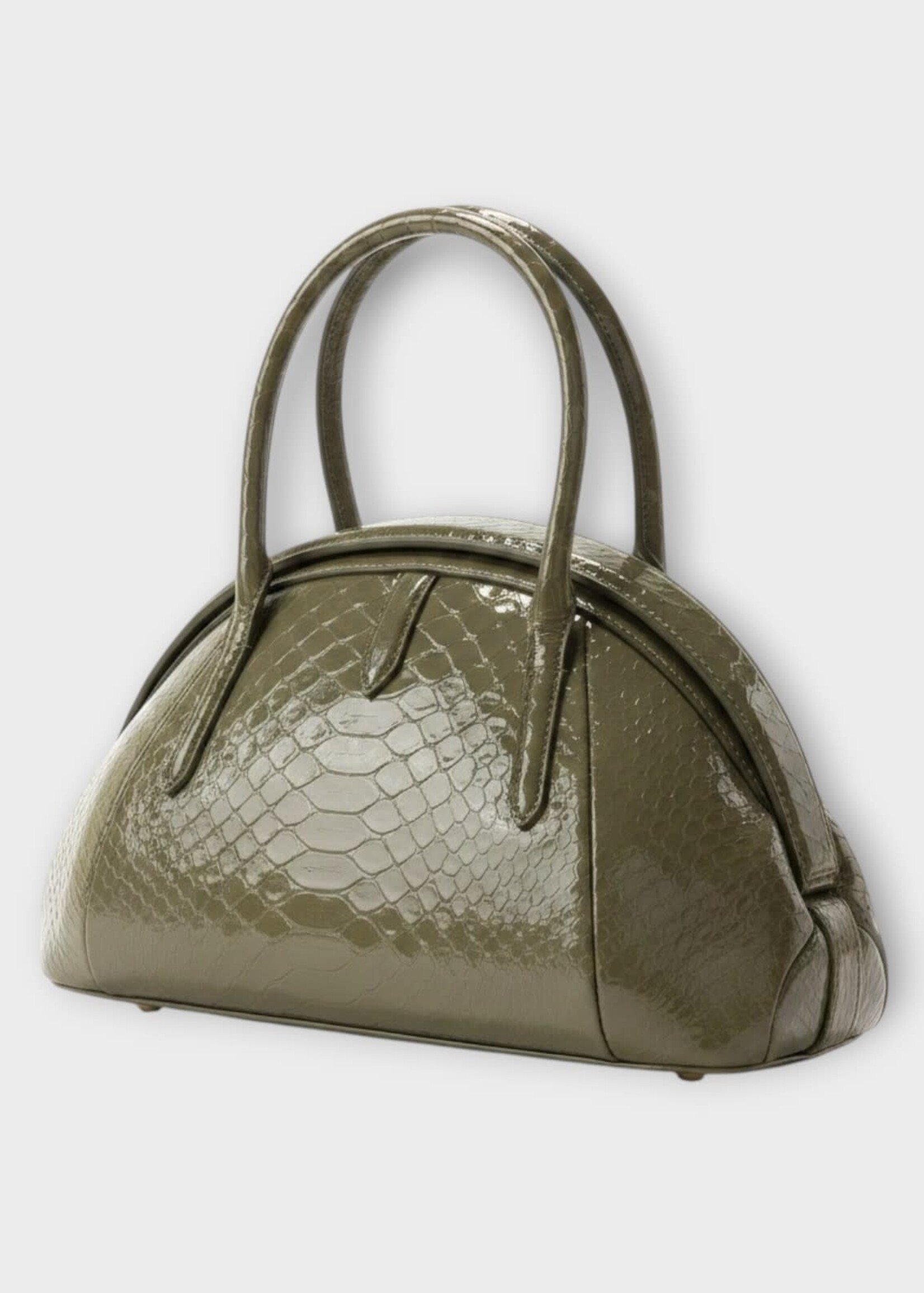 Alaia Alaia Bag, Green, Python Leather Top Handle Small Purse in Military Green