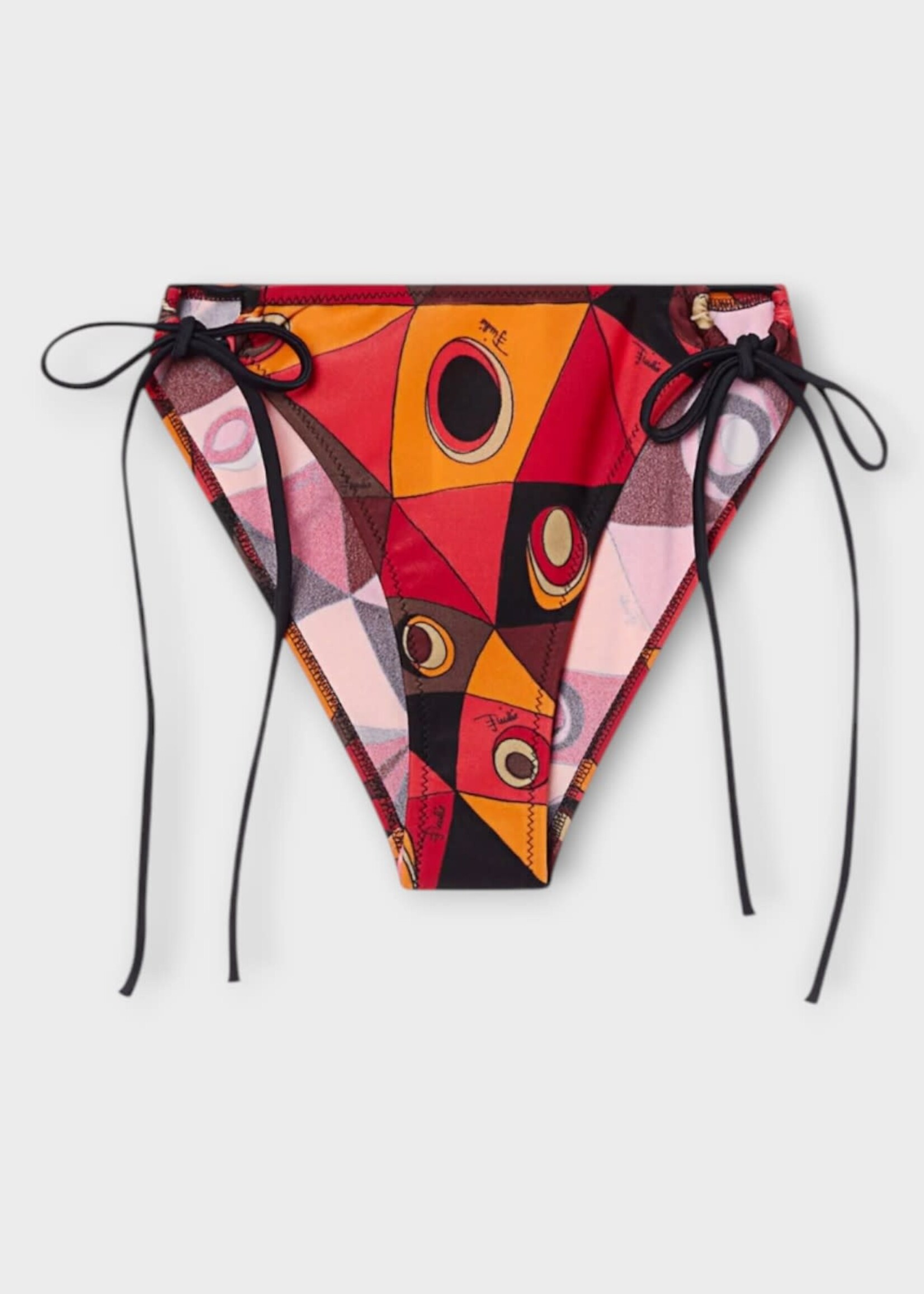 Pucci Pucci Swimwear, Print, Bikini Bottom In Orange & Black w/ Occhi Print