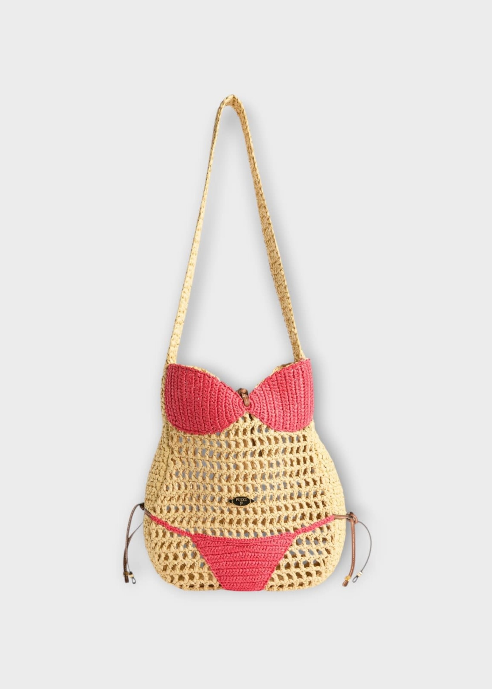 Pucci Pucci Bag, Print, Puccinella Raffia Shoulder Bag In Natural & Pink