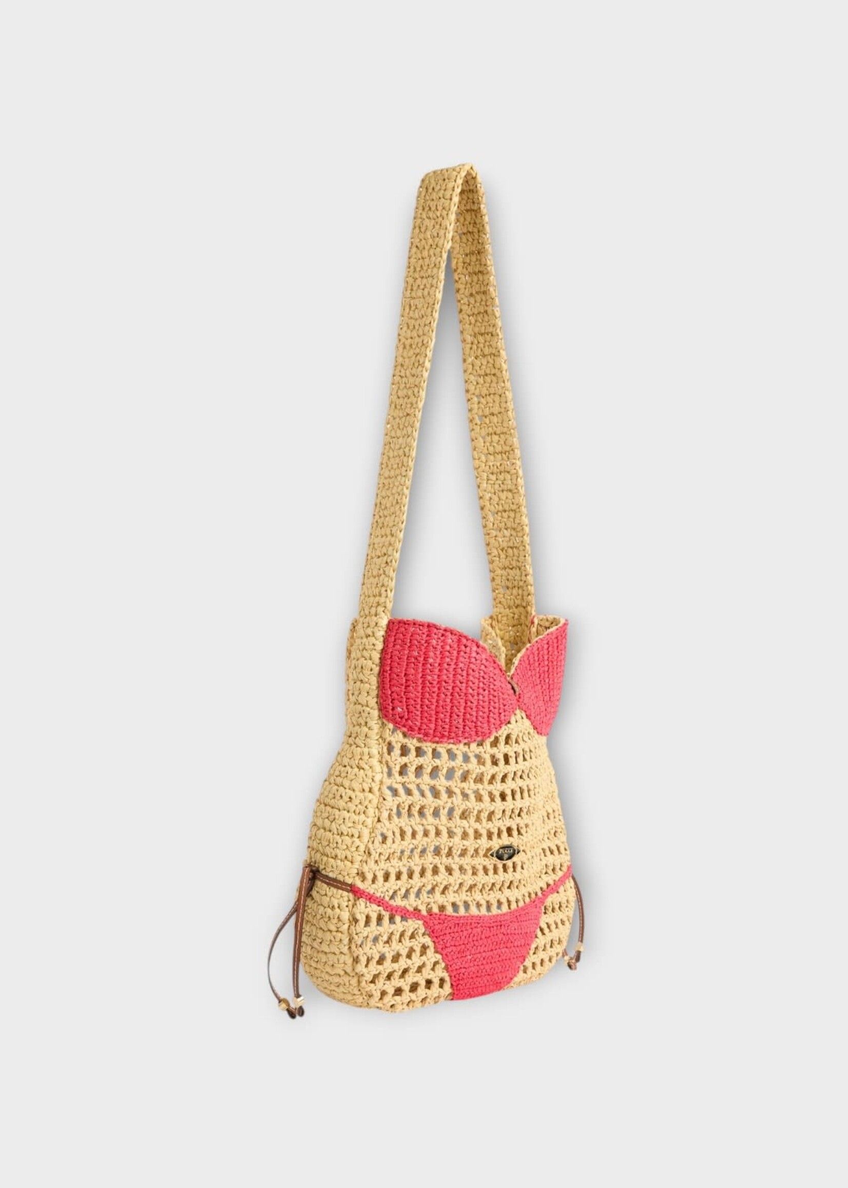 Pucci Pucci Bag, Print, Puccinella Raffia Shoulder Bag In Natural & Pink