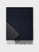 Loro Piana Loro Piana Scarf, Multi, Baby Cashmere Two Tone Fringed Scarf In Blue Navy & Grey Melange