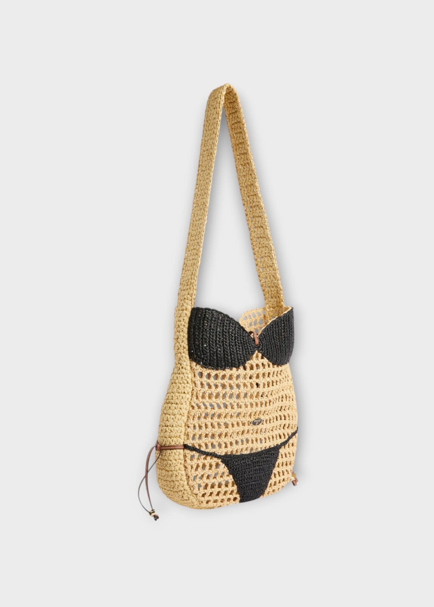Pucci Pucci Bag, Print, Puccinella Raffia Shoulder Bag In Natural & Black