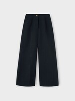 Loro Piana Loro Piana Trousers, Navy, Kenith Linen & Cotton Wide Leg Cropped Pants In Blue Navy