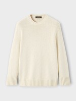 Loro Piana Loro Piana Knitwear, White, Mansar Cotton Crewneck Sweater In Icing Sugar