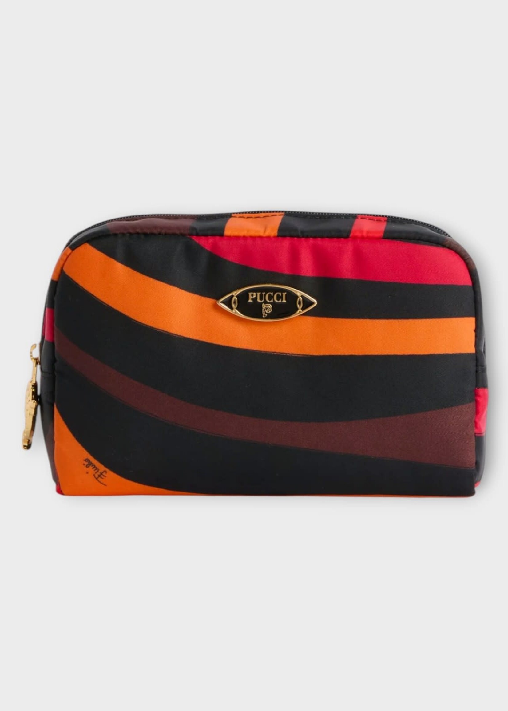 Pucci Pucci Bag, Print, Small Beauty Case In Orange & Black w/ Marmo Print