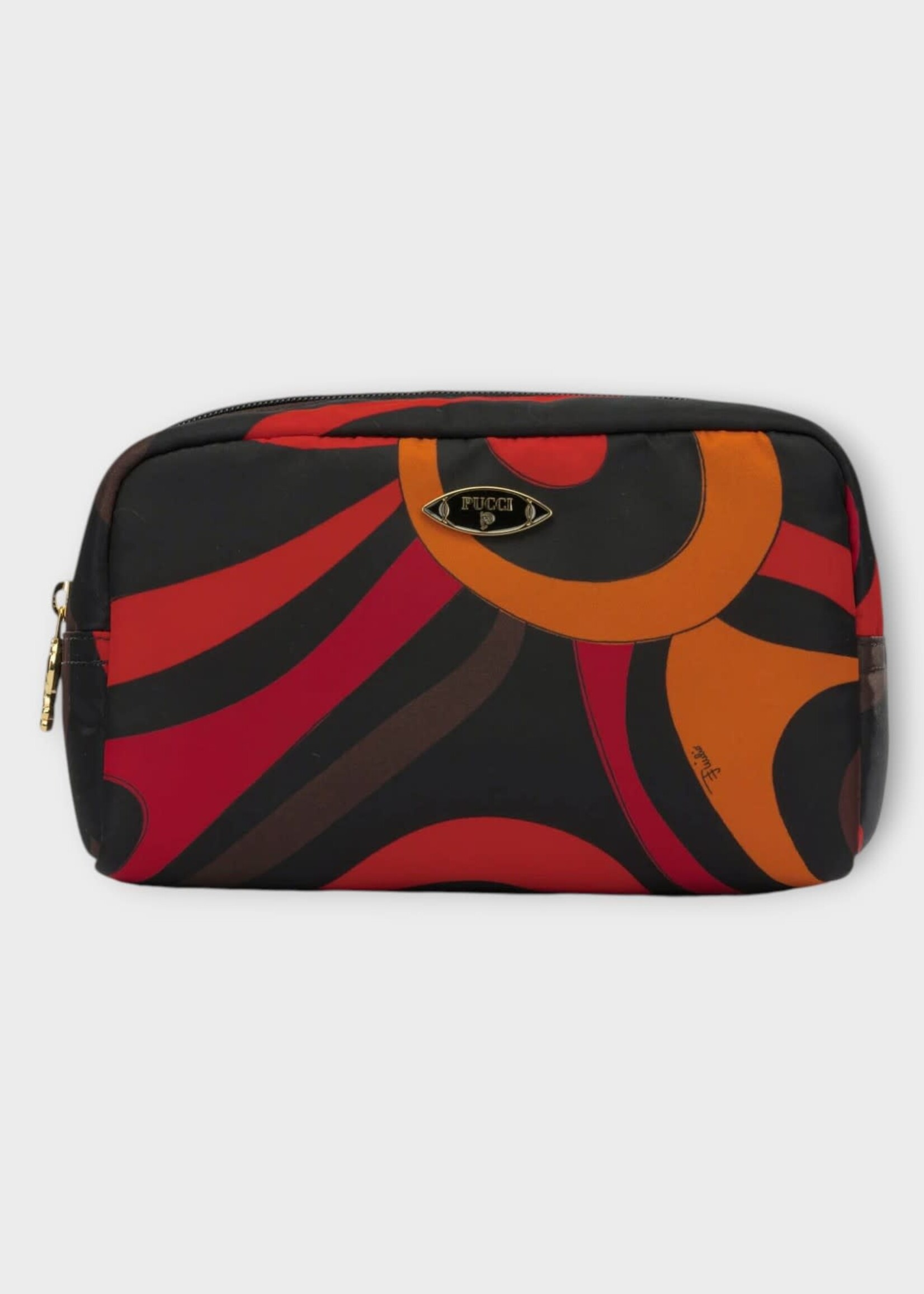 Pucci Pucci Bag, Print, Big Beauty Case In Orange & Black w/ Marmo Print
