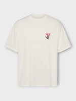 Maison Margiela Maison Margiela T-Shirt, White, Cotton Crew Neck T-Shirt In Off White w/ Floral MM Embroidery