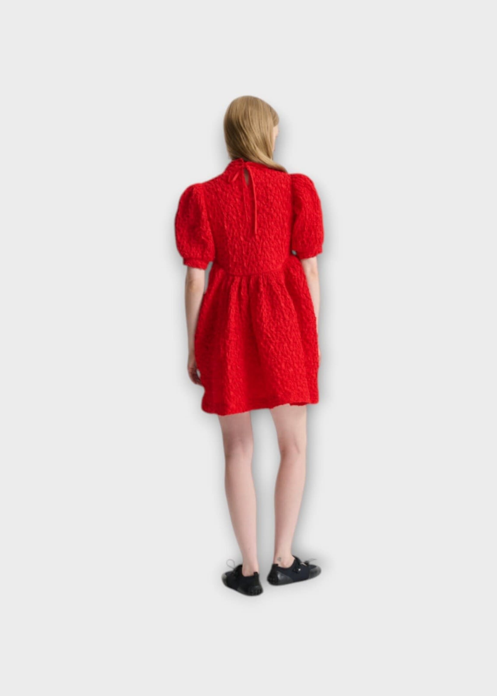 Cecilie Bahnsen Cecilie Bahnsen Dress, Red, Cbdumas Cotton Smock Voluminous Dress In Red w/ Paneled Skirt